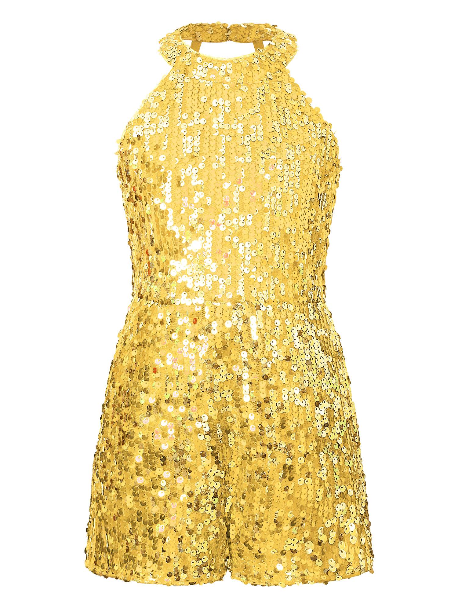 Kids Girls Allover Sequin Tank Top Jumpsuits