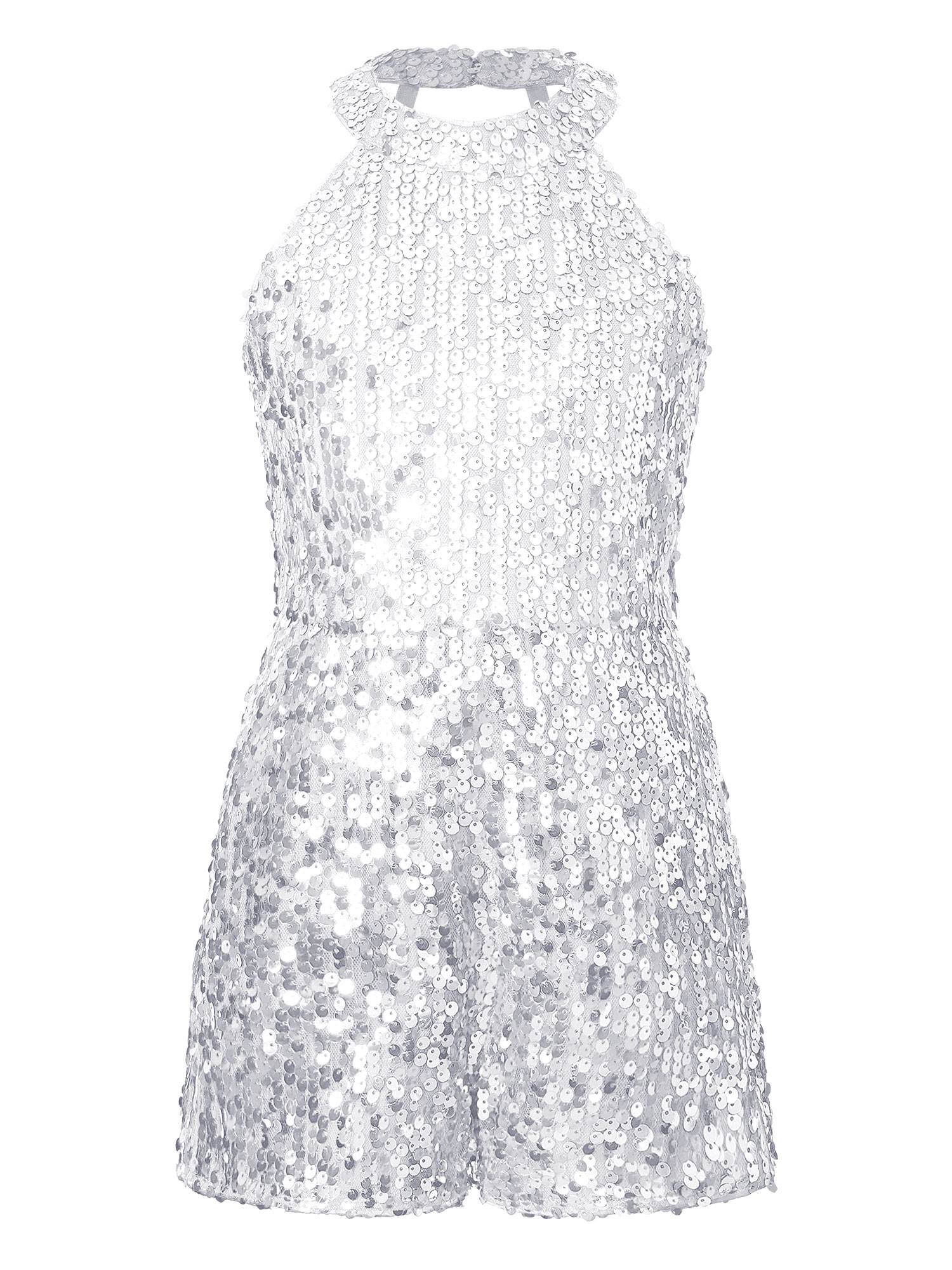 Kids Girls Allover Sequin Tank Top Jumpsuits