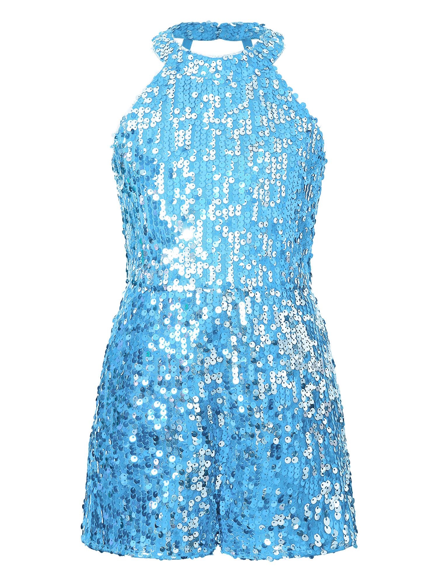 Kids Girls Allover Sequin Tank Top Jumpsuits