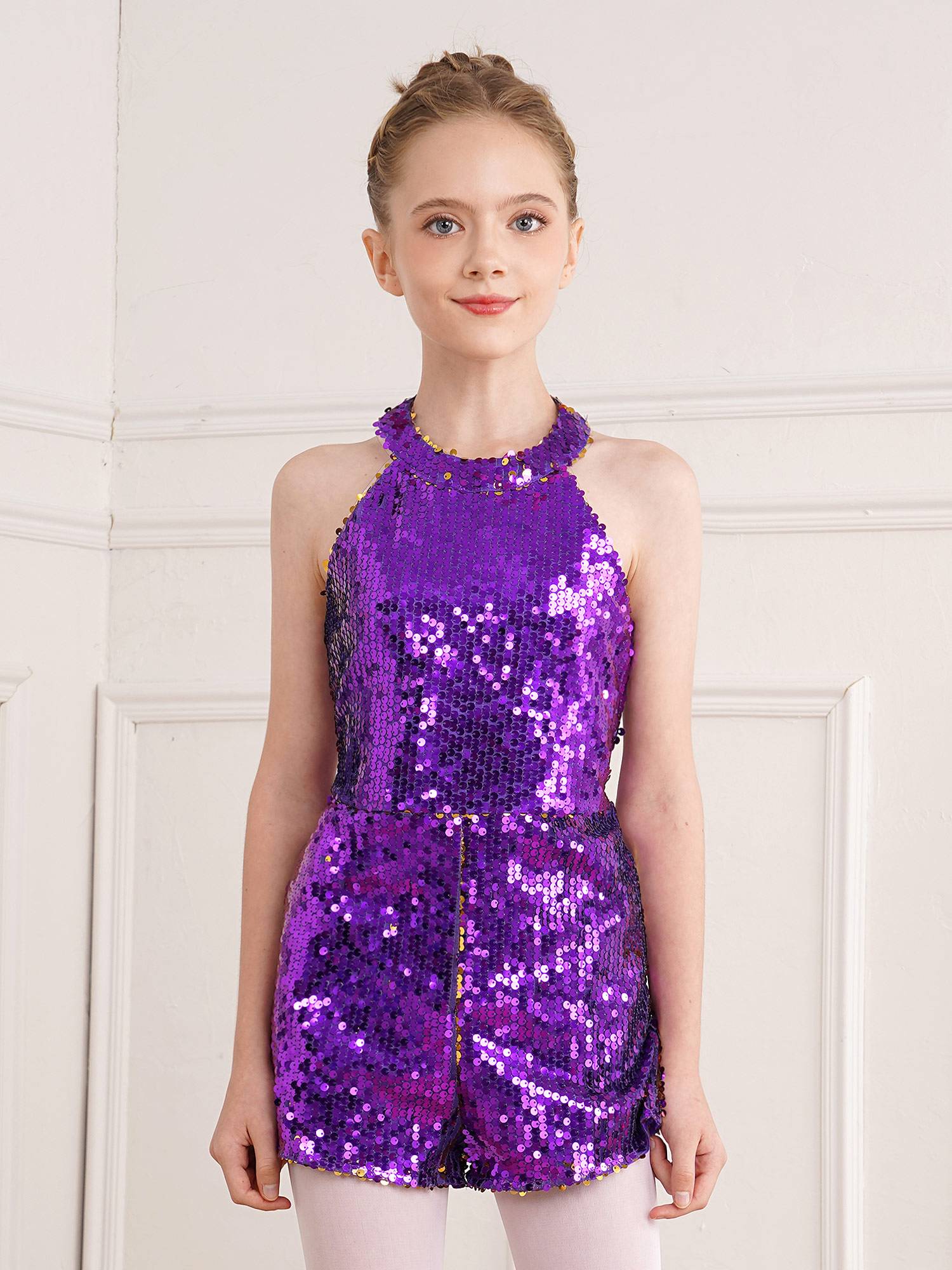 Kids Girls Allover Sequin Tank Top Jumpsuits