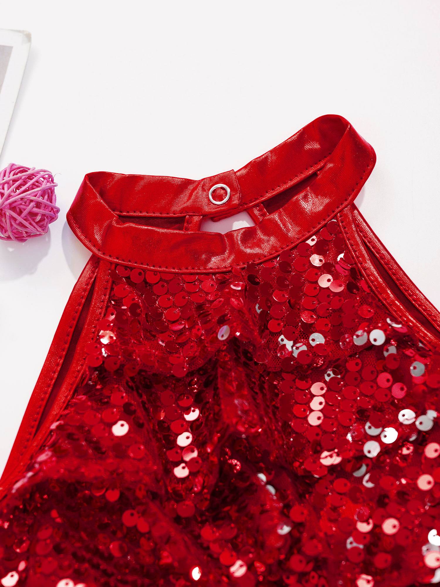 Kids Girls Sequin Backless Crop Top and Skirt Jazz Dance Sets