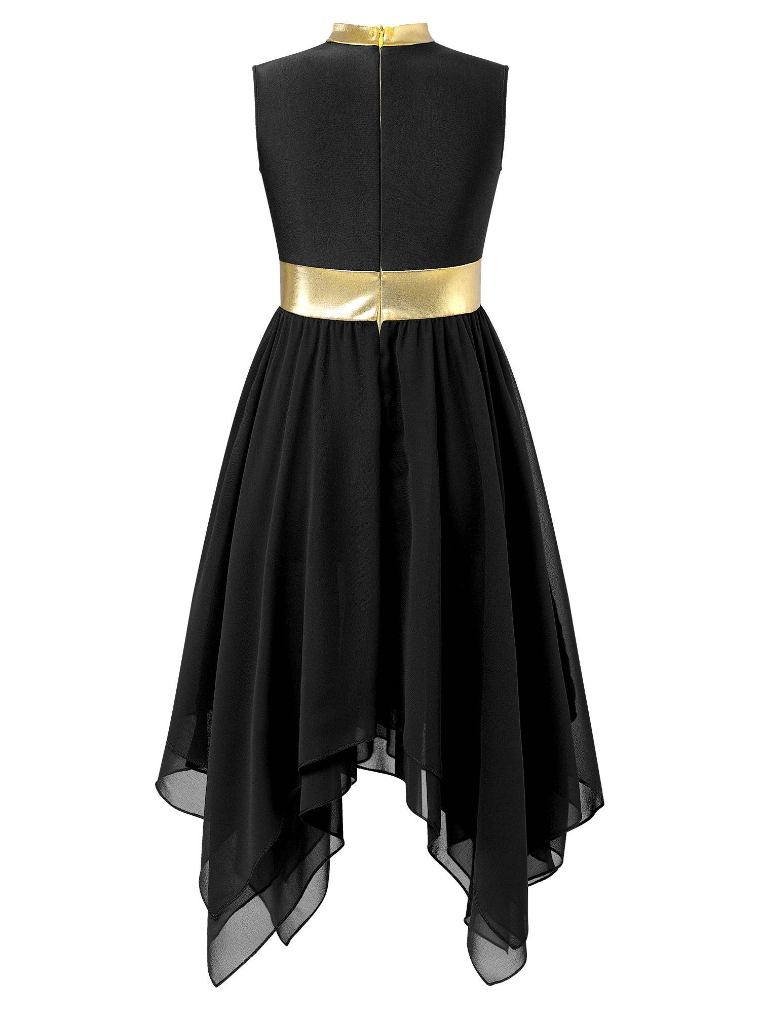 Kids Girls Metallic Sleeveless Praise Dance Dress