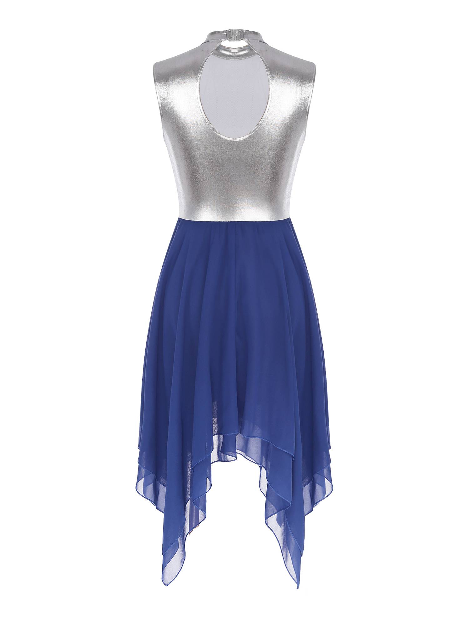 Women Sleeveless Metallic Color Block Lyrical Dance Dress