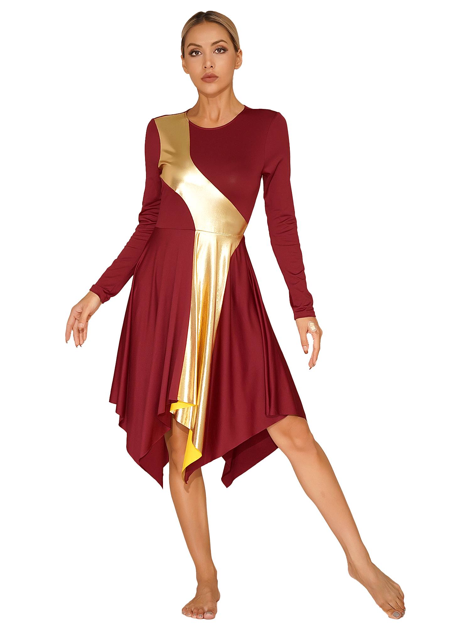 Women Long Sleeve Church Worship Dance Dress
