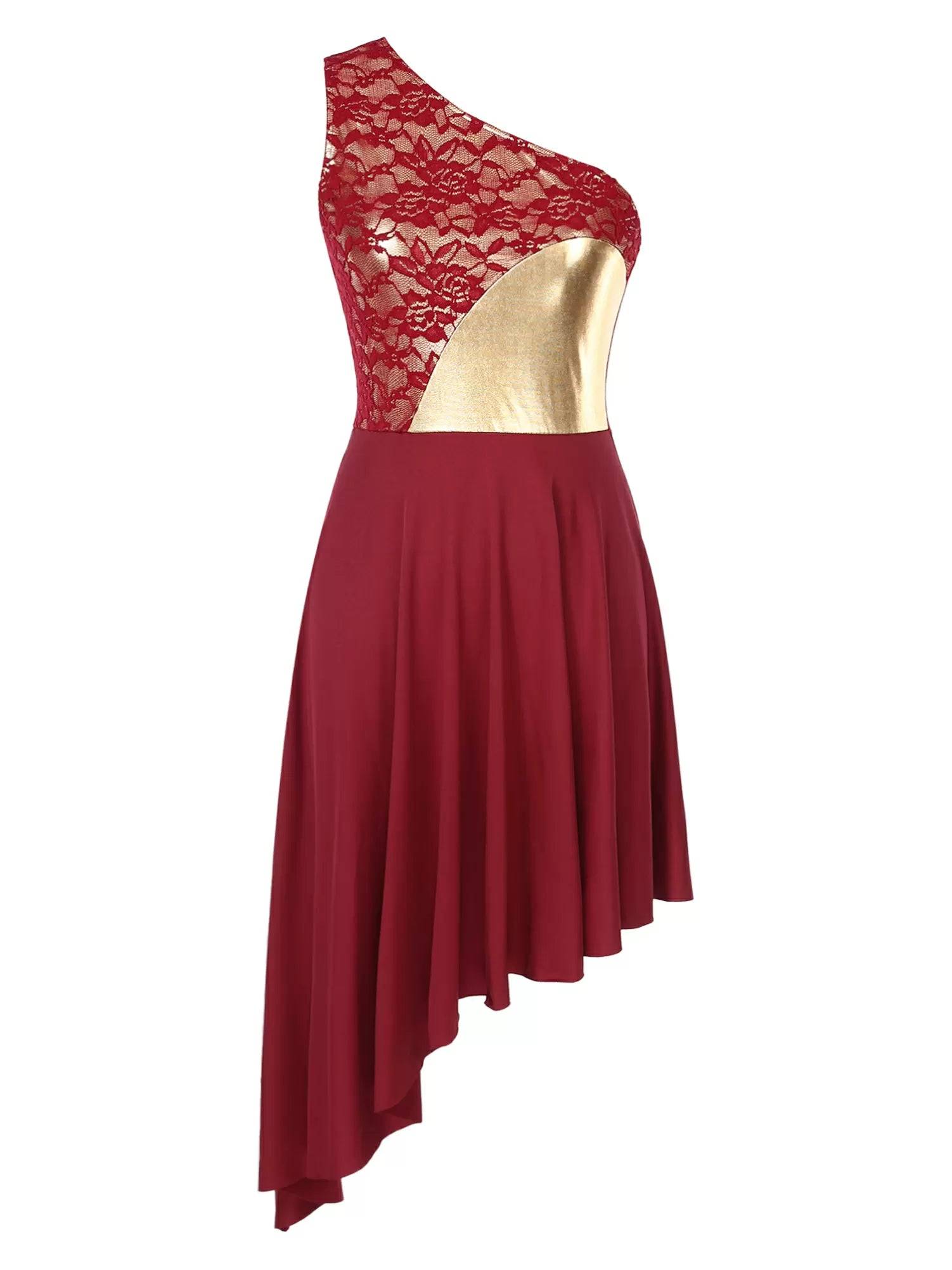 Women Sleeveless One Shoulder Praise Dance Dress