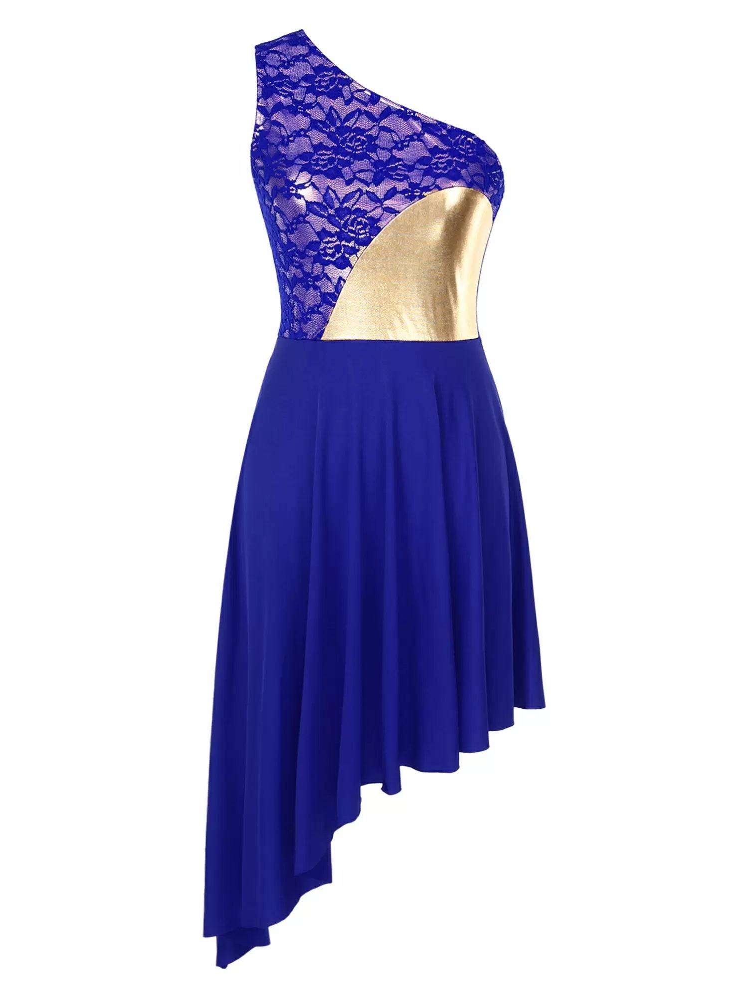 Women Sleeveless One Shoulder Praise Dance Dress