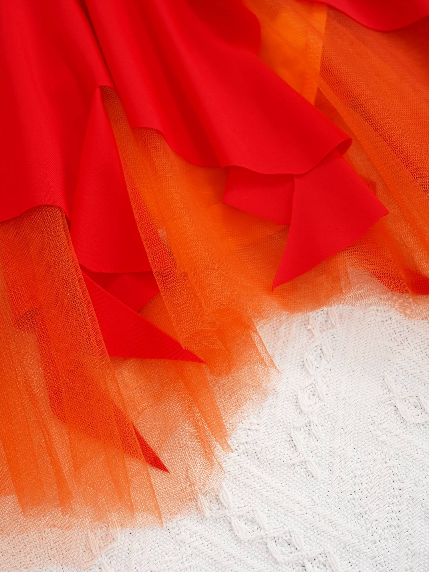 Kids Girls Sleeveless Colorblock Rhinestone Skating Dance Dress