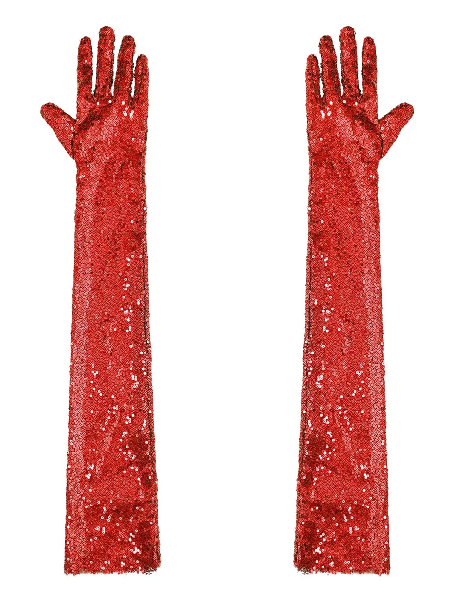 Women Sequin Mesh Vintage 1920s Long Gloves
