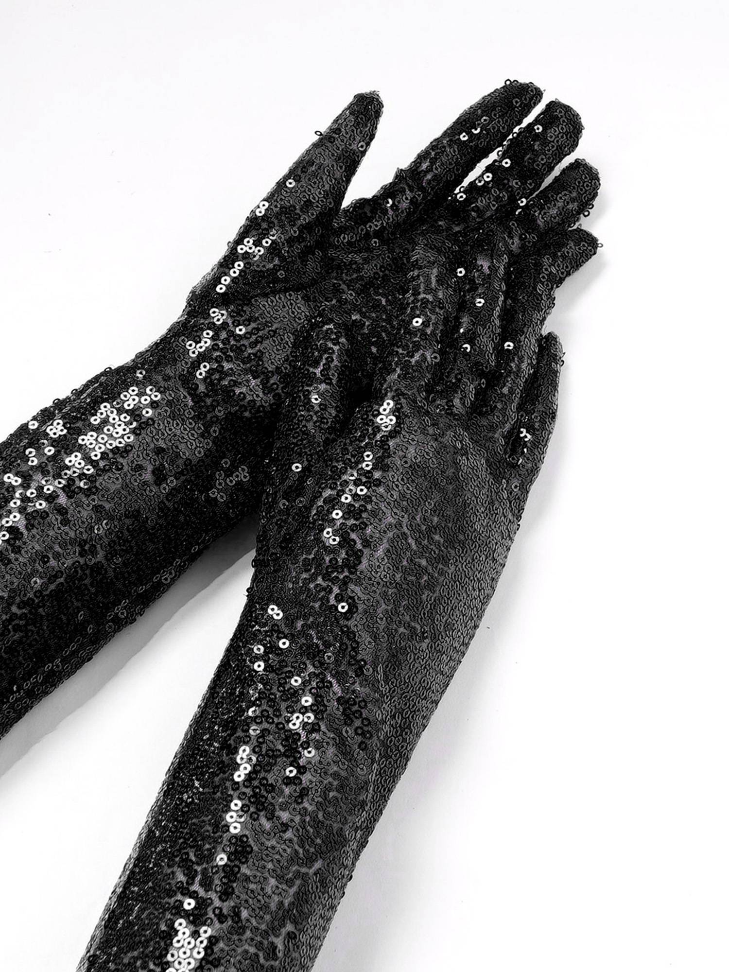 Women Sequin Mesh Vintage 1920s Long Gloves