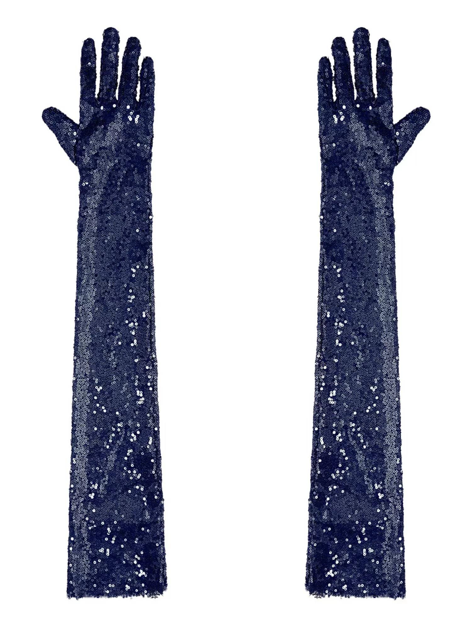 Women Sequin Mesh Vintage 1920s Long Gloves