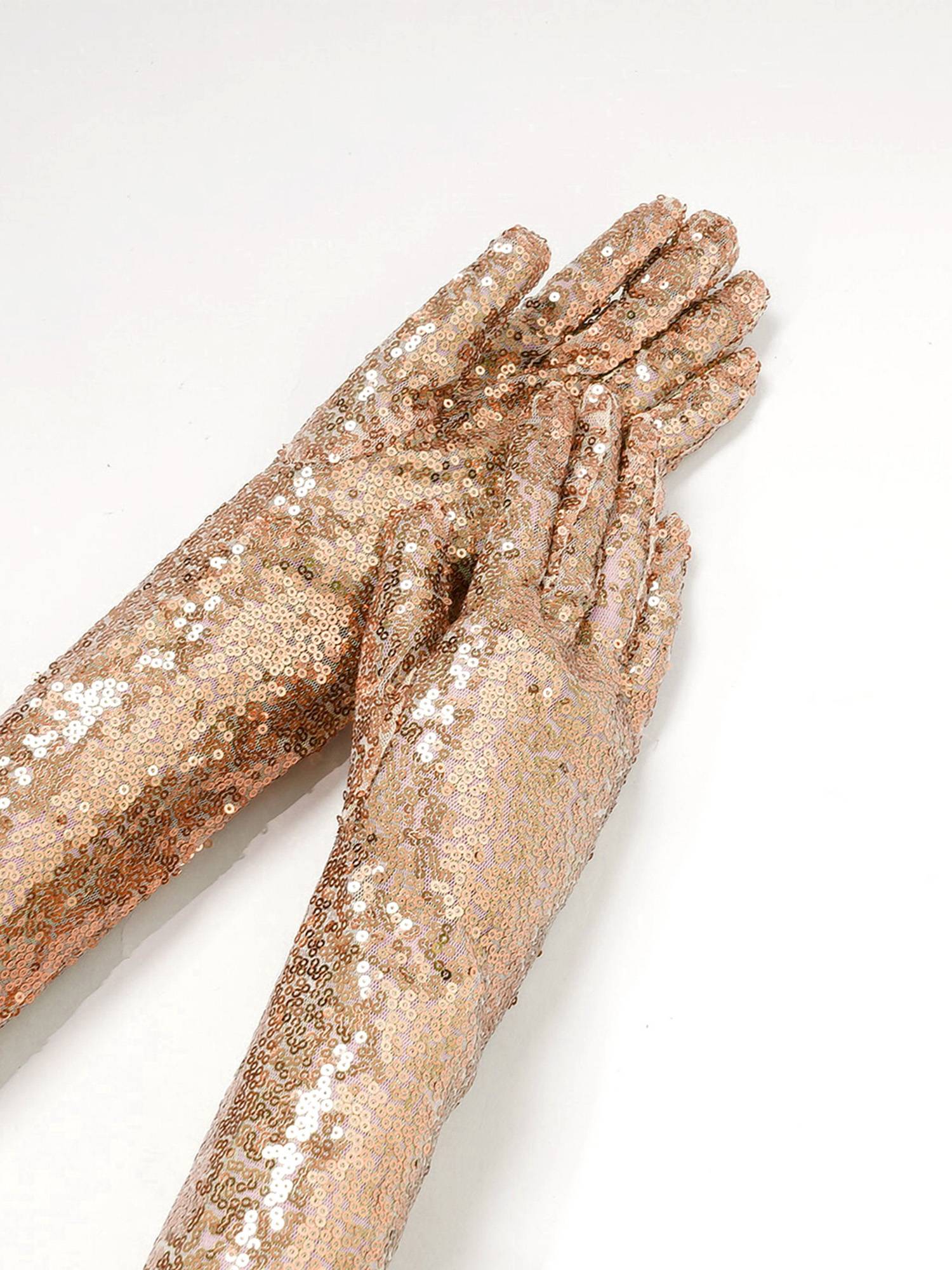 Women Sequin Mesh Vintage 1920s Long Gloves