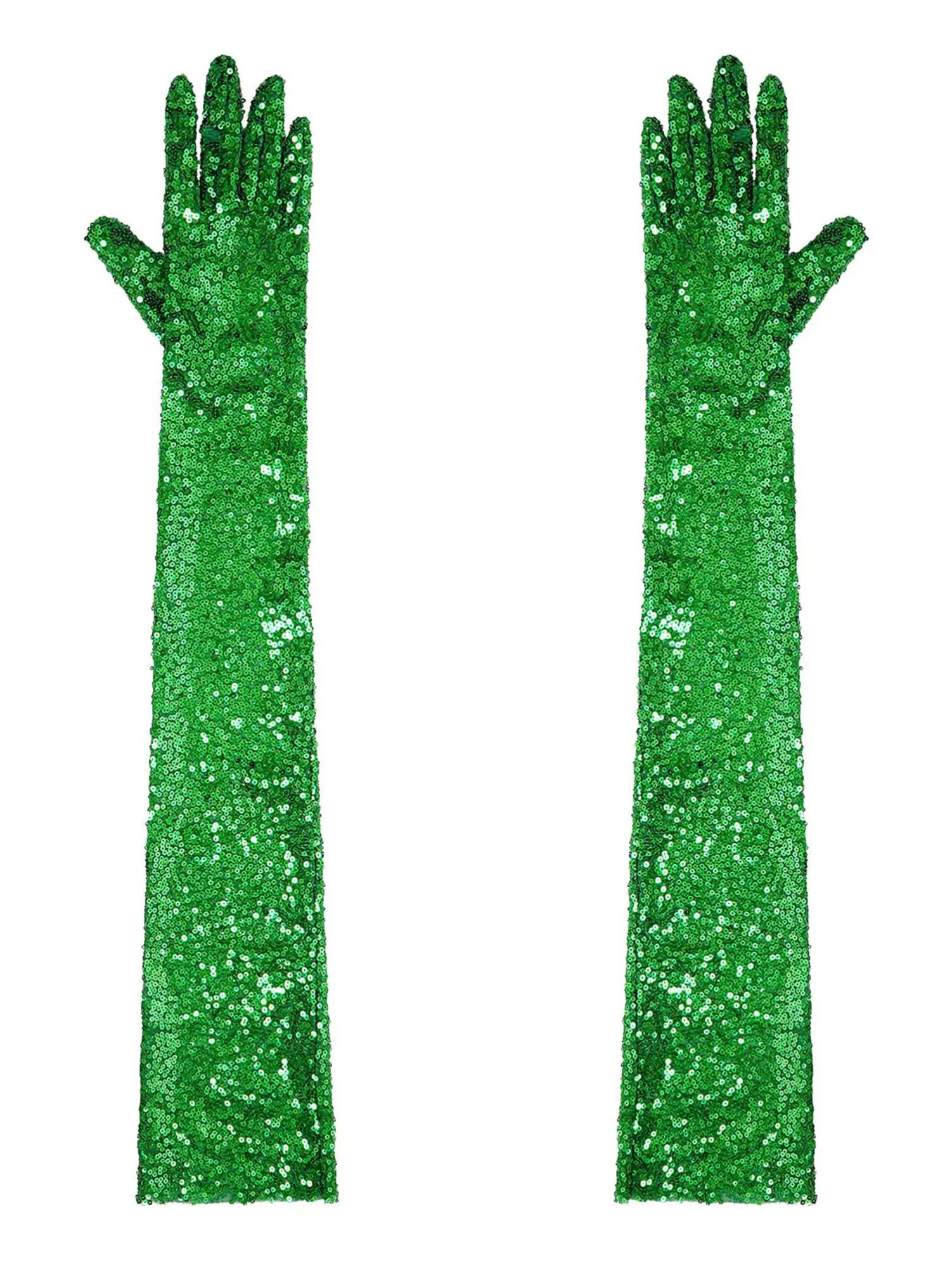 Women Sequin Mesh Vintage 1920s Long Gloves