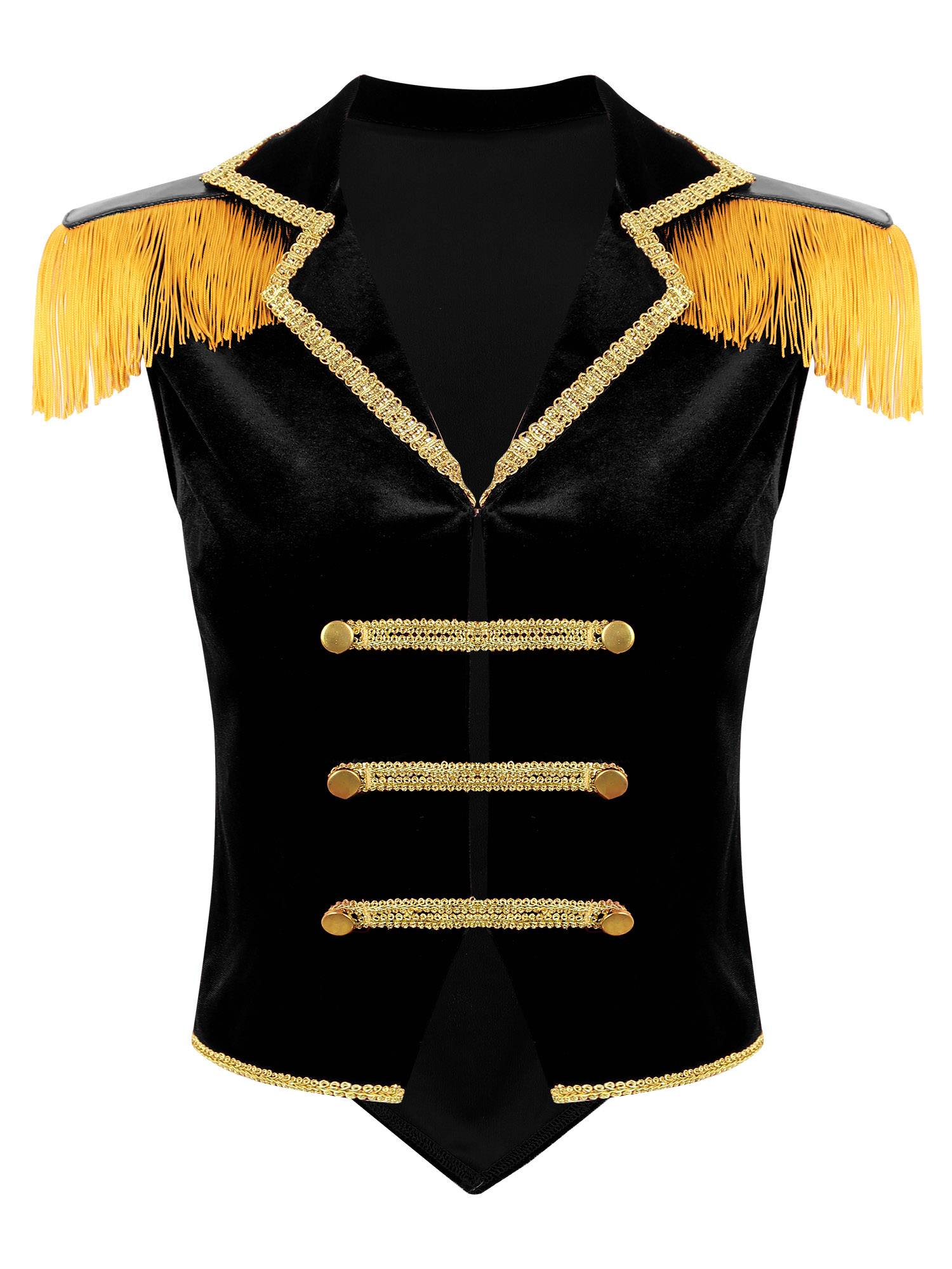 Women Sleeveless Tassels Velvet Circus Ringmaster Waistcoat