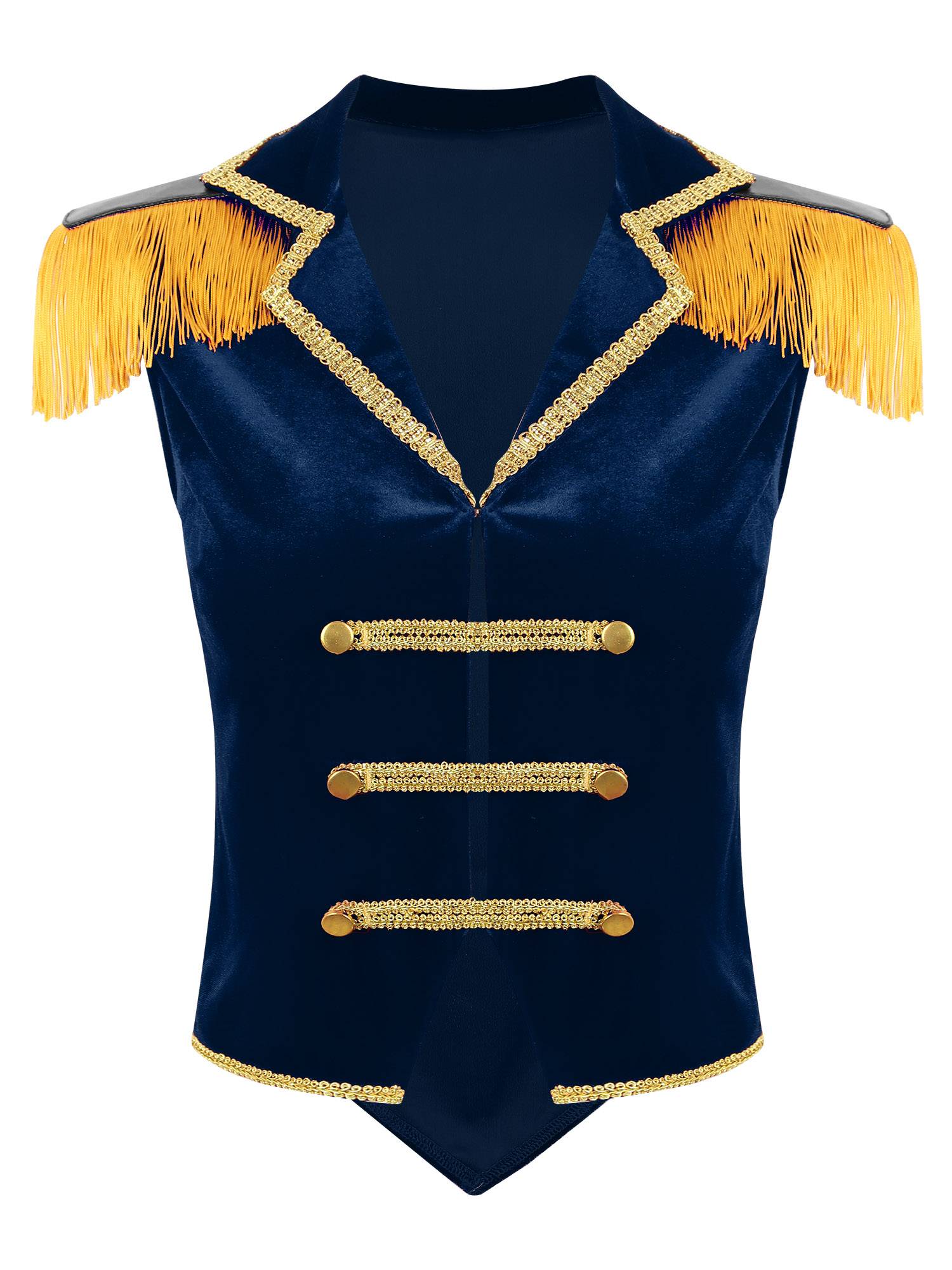 Women Sleeveless Tassels Velvet Circus Ringmaster Waistcoat