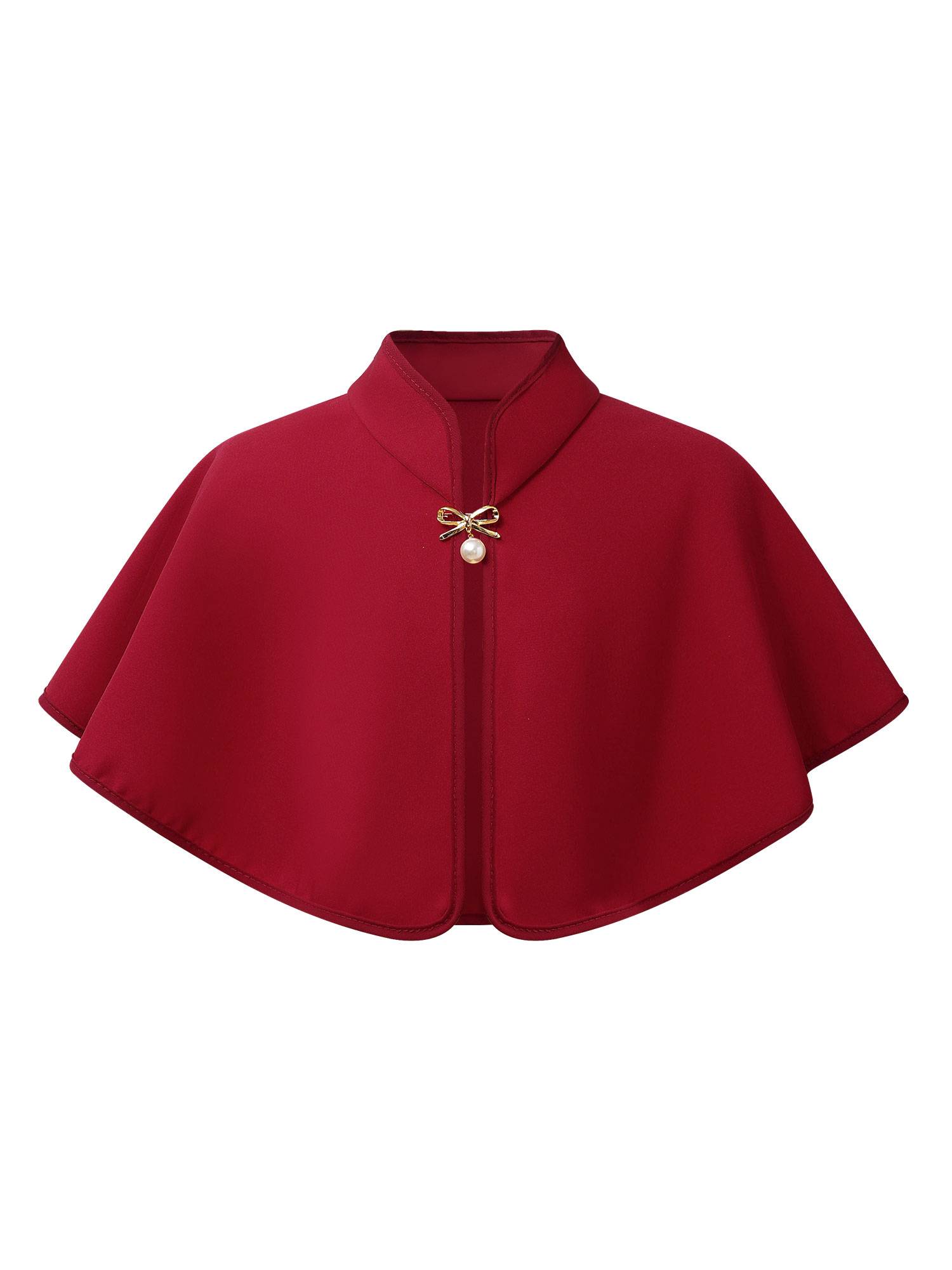 Kids Girls Christmas Brooch Mock Collar Open Front Cap Bolero Dress Accessory