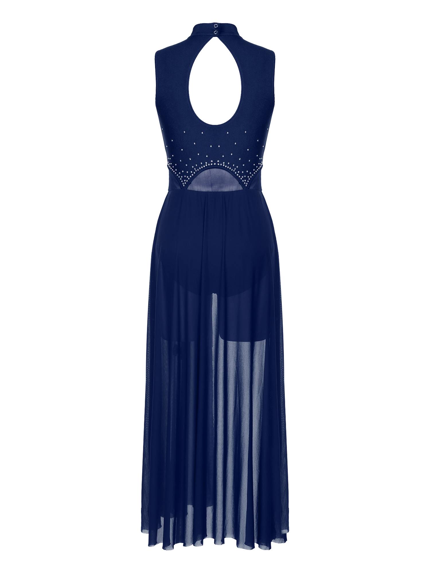 Women Sleeveless Halter Neck Lyrical Dance Dress Split Leotard Dresses