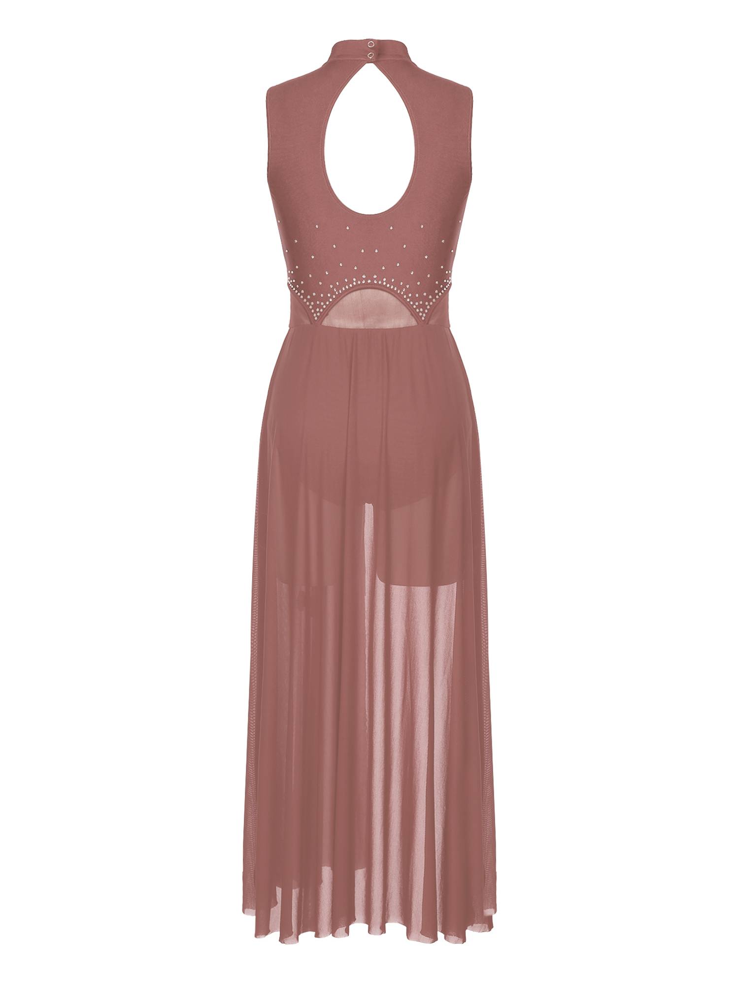 Women Sleeveless Halter Neck Lyrical Dance Dress Split Leotard Dresses