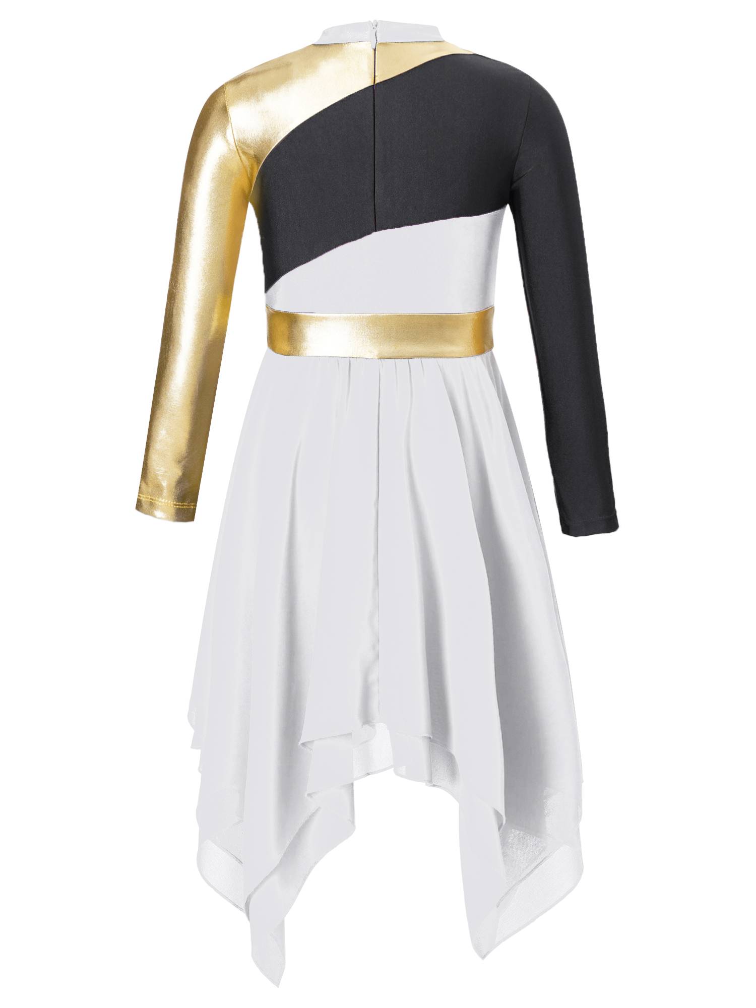 Kids Girls Long Sleeve Praise Dance Dress(not include petticoat)