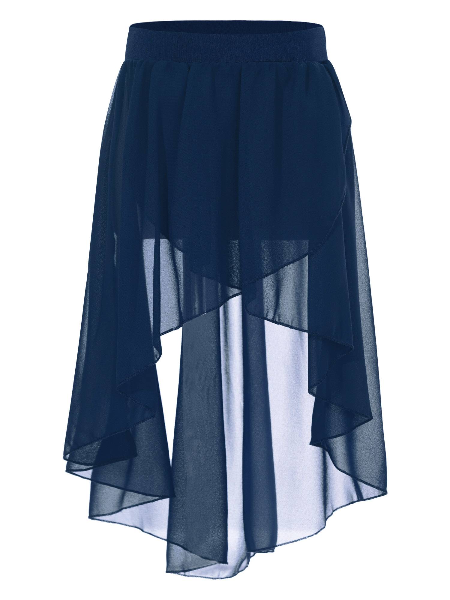 Kids Girls High-Low Chiffon Jazz Dance Studio Practice Skirt