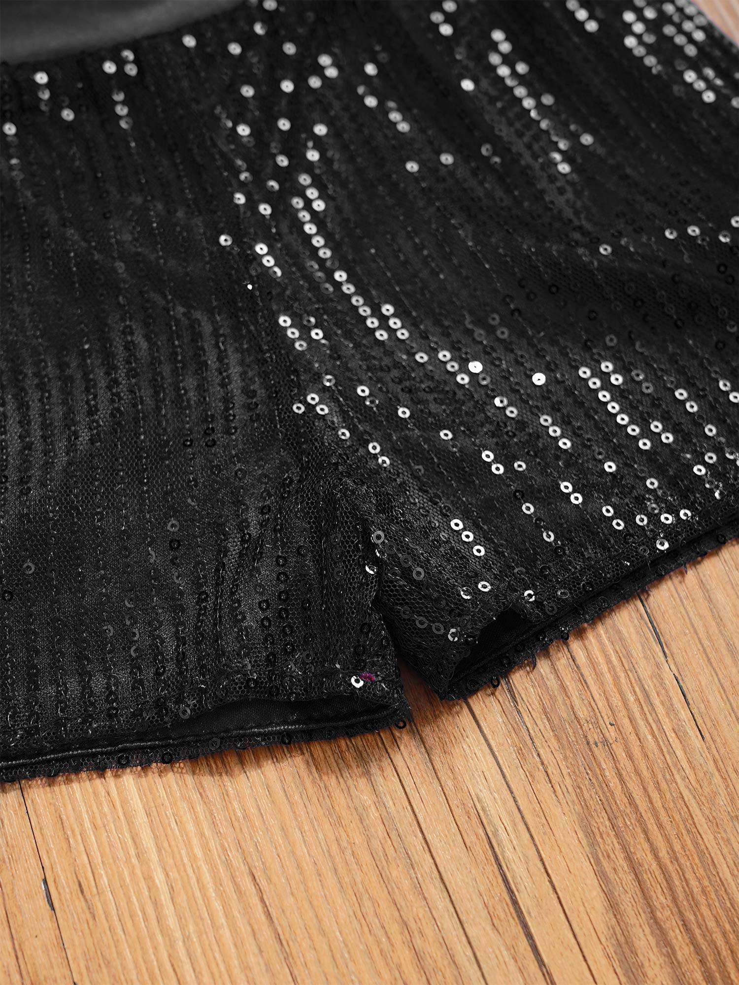 Kids Girls Allover Sequins Jazz Dance Shorts
