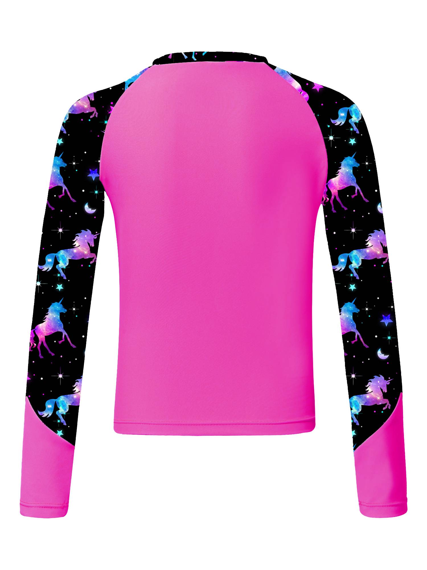 Kids Girls Long Sleeve UPF50+ Rash Guard Swimming Top