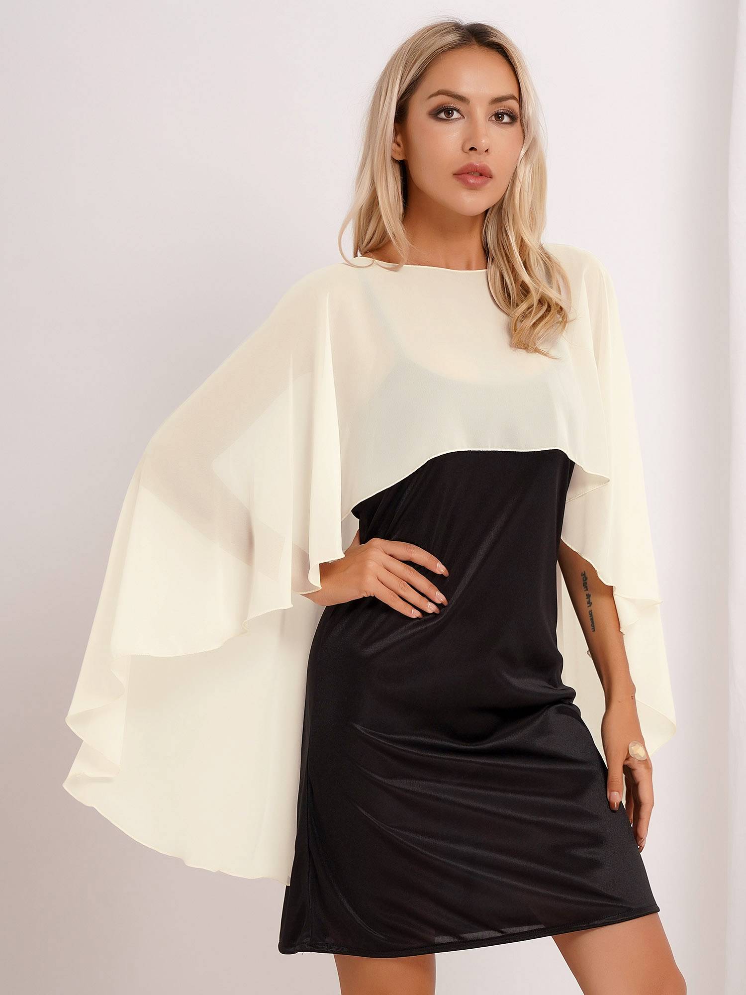 Women Chiffon High Low Shawl Wedding Capes Shrug