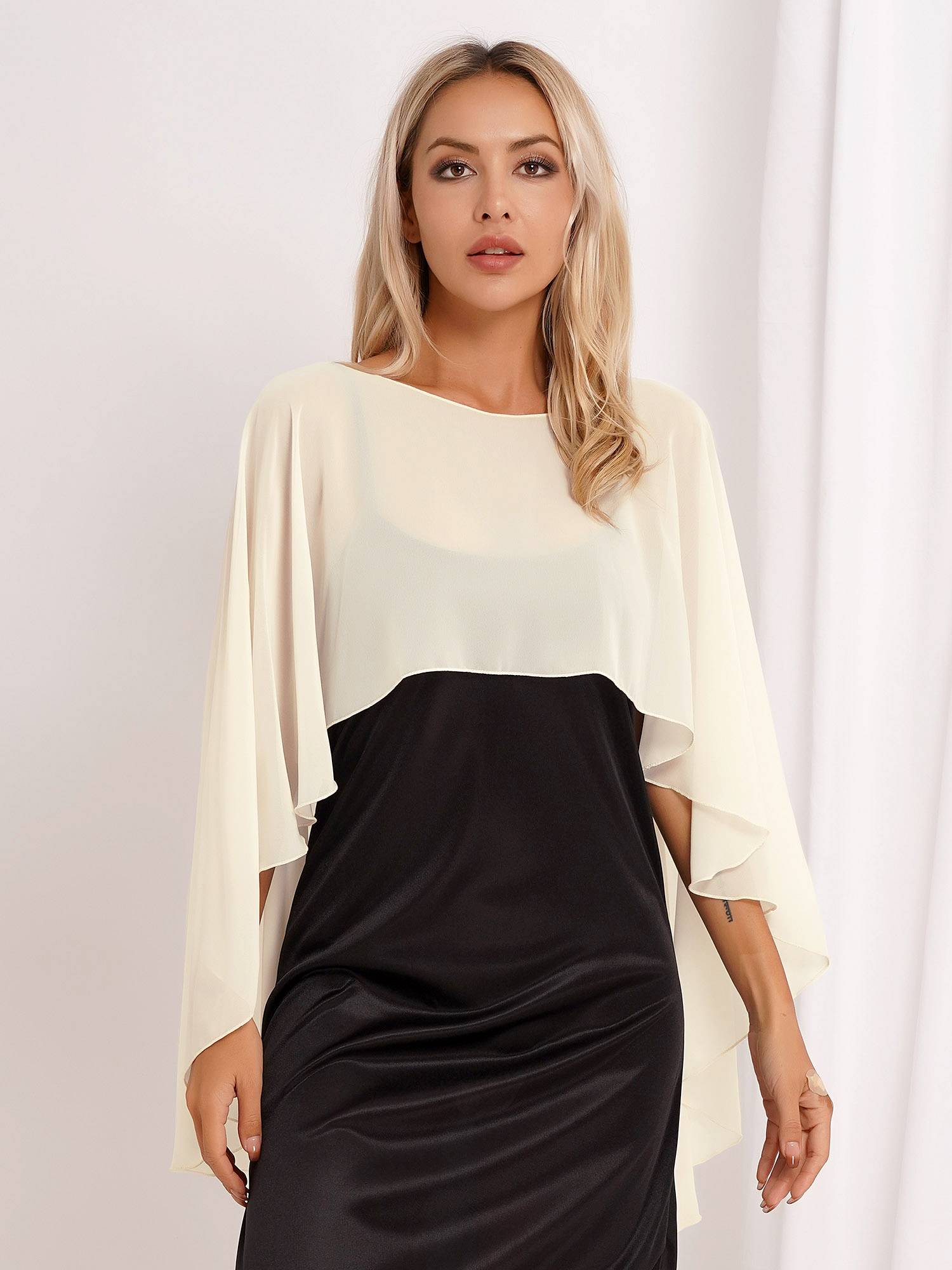 Women Chiffon High Low Shawl Wedding Capes Shrug