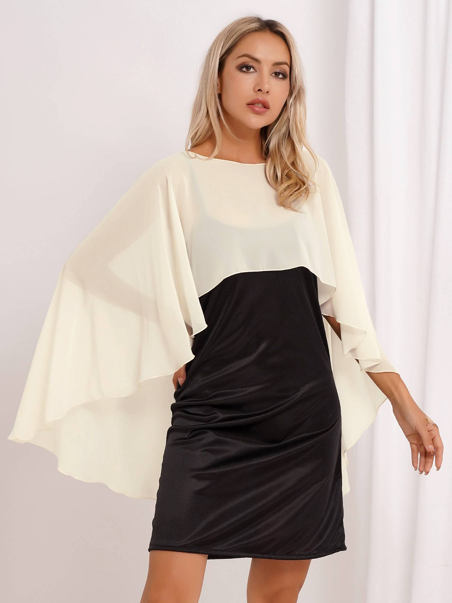 Women Chiffon High Low Shawl Wedding Capes Shrug