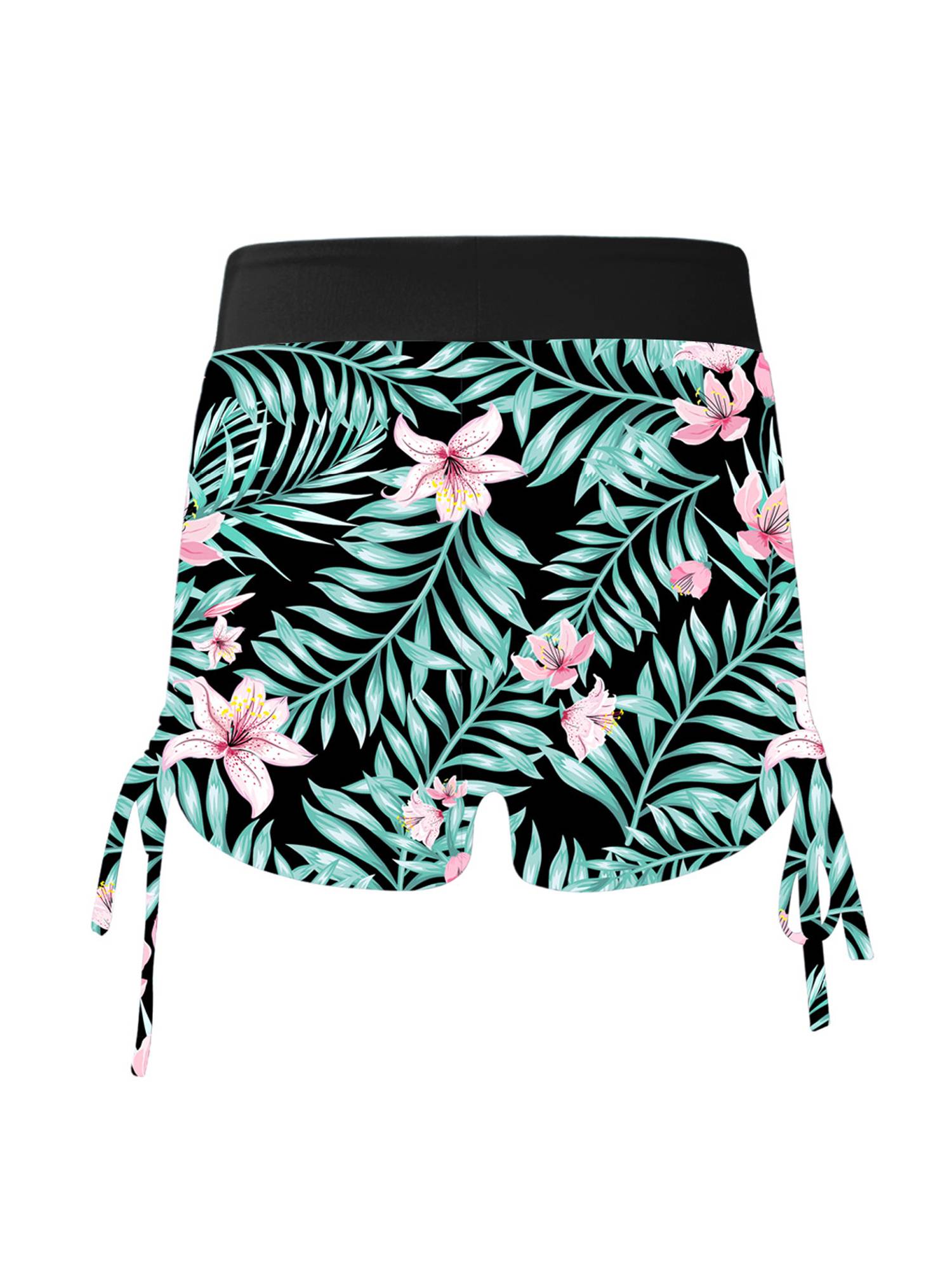 Kids Girls Palm Leaf and Butterfly Print Swim Shorts