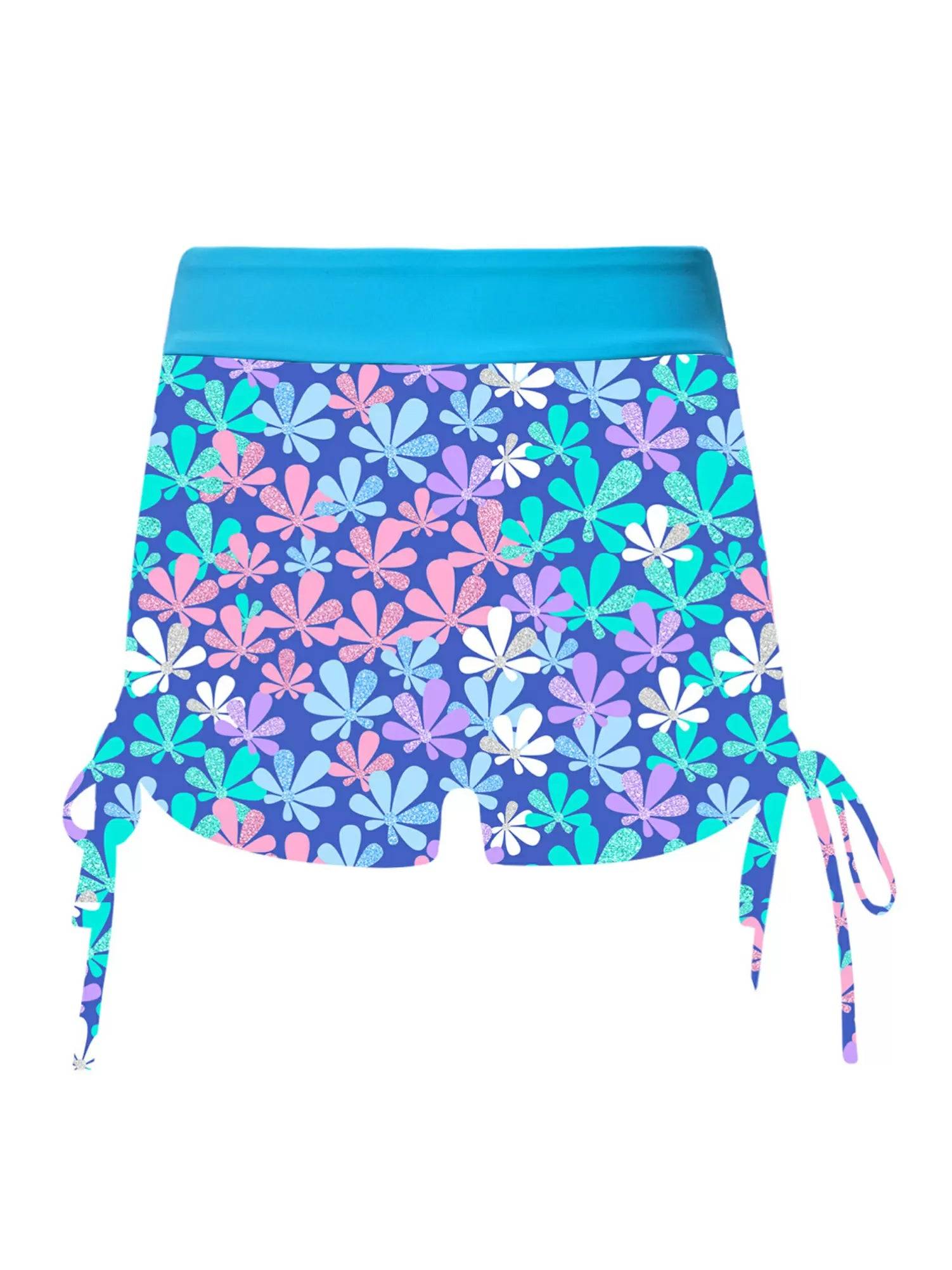 Kids Girls Palm Leaf and Butterfly Print Swim Shorts