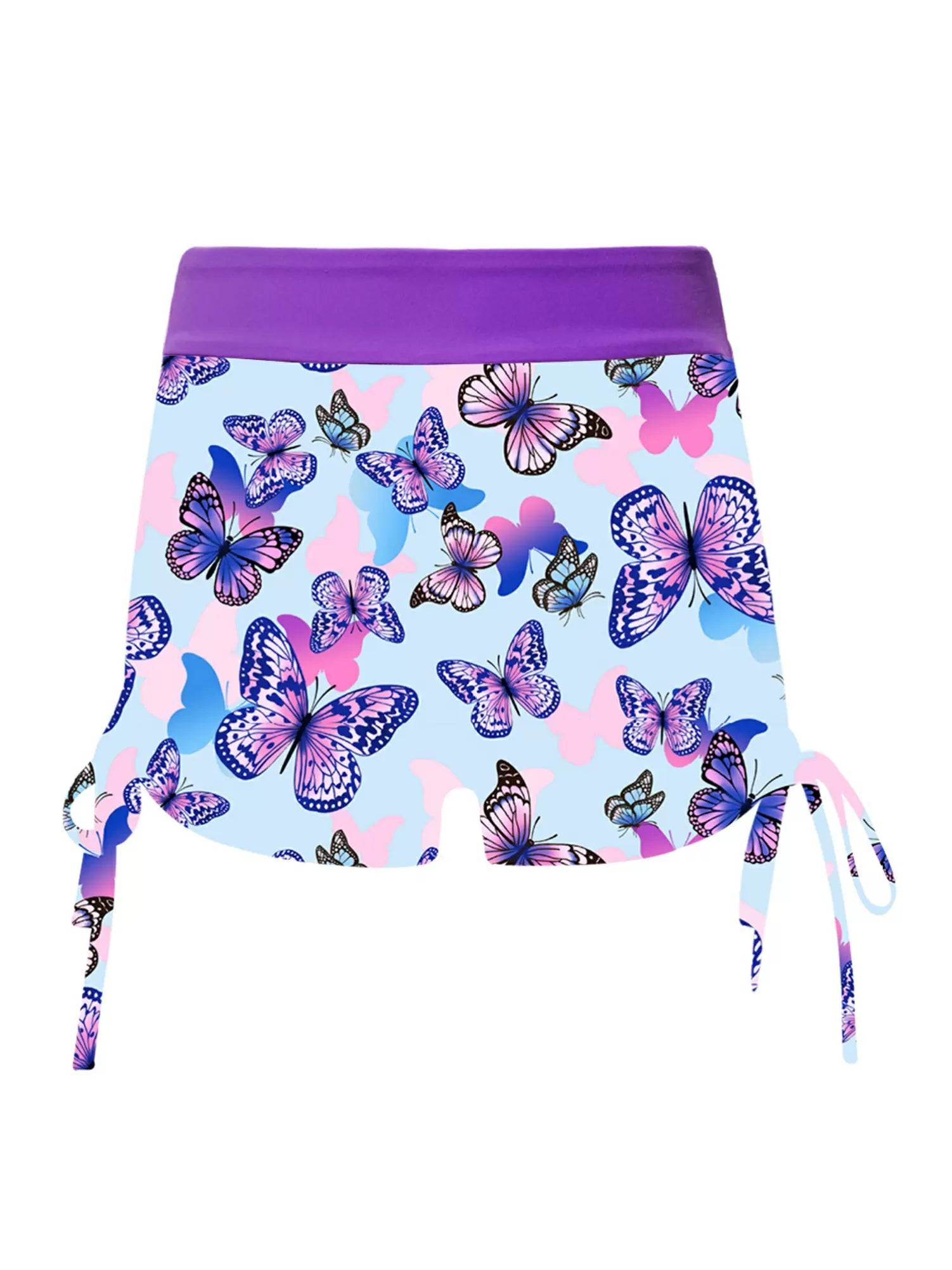 Kids Girls Palm Leaf and Butterfly Print Swim Shorts
