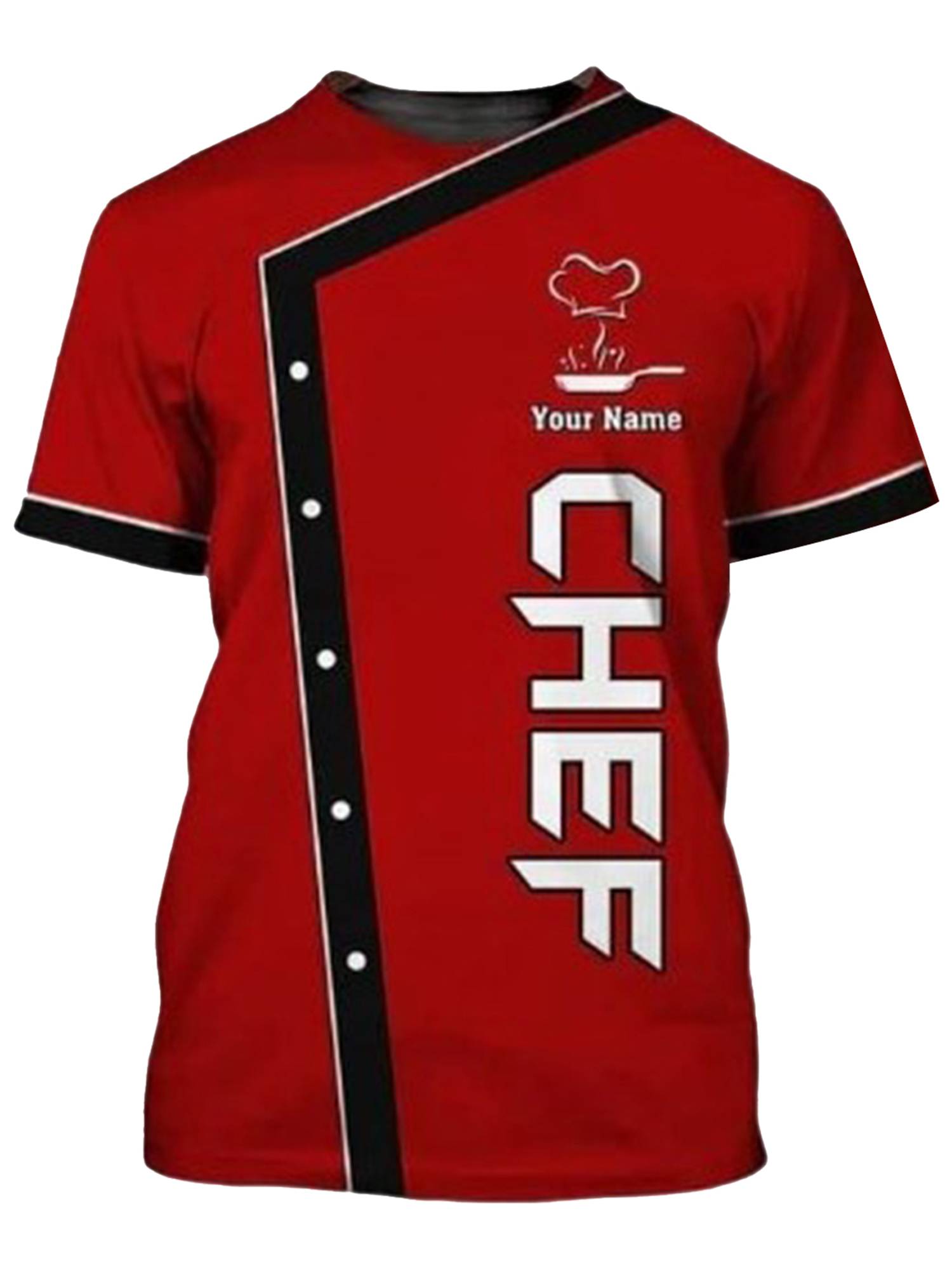 Men Round Neck Short Sleeve Cooking Utensil Print Chef T-shirt