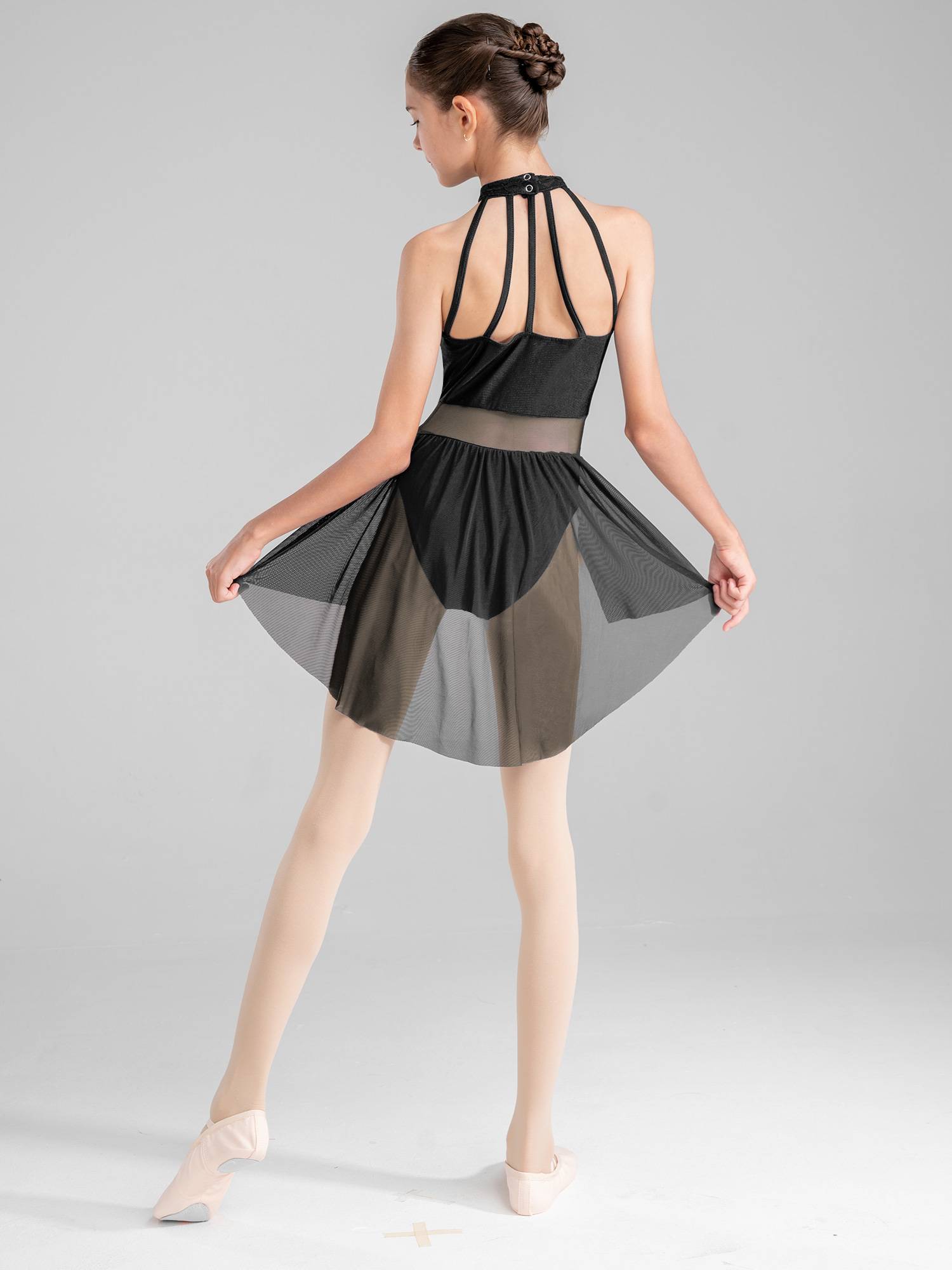 Kids Girls Sleeveless Lace Floral Lyrical Dance Leotard