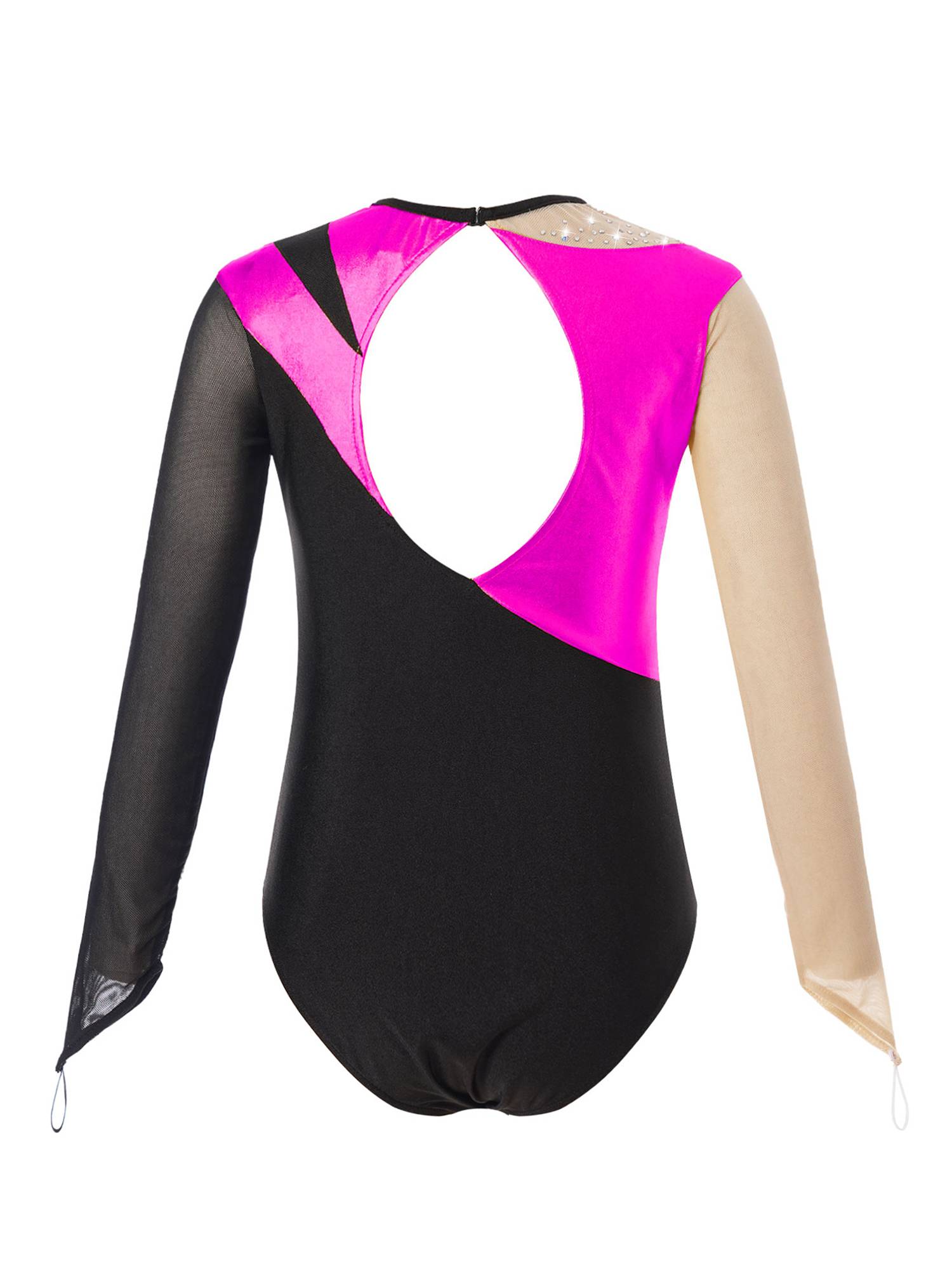Kids Girls Metallic Color Block Gymnastic Leotard
