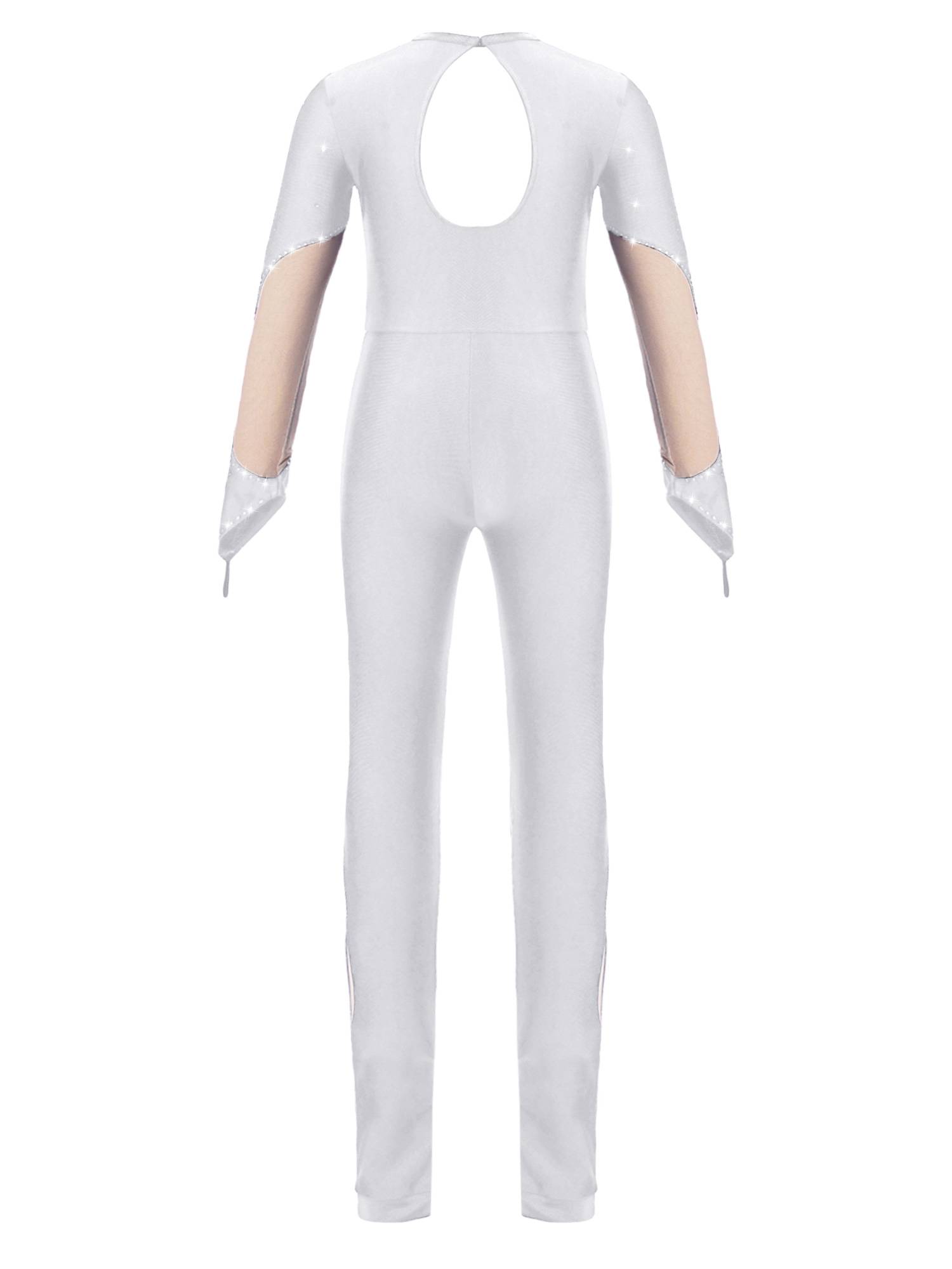 Kids Girls Long Sleeve Shiny Gymnastics Unitard Skating Jumpsuit