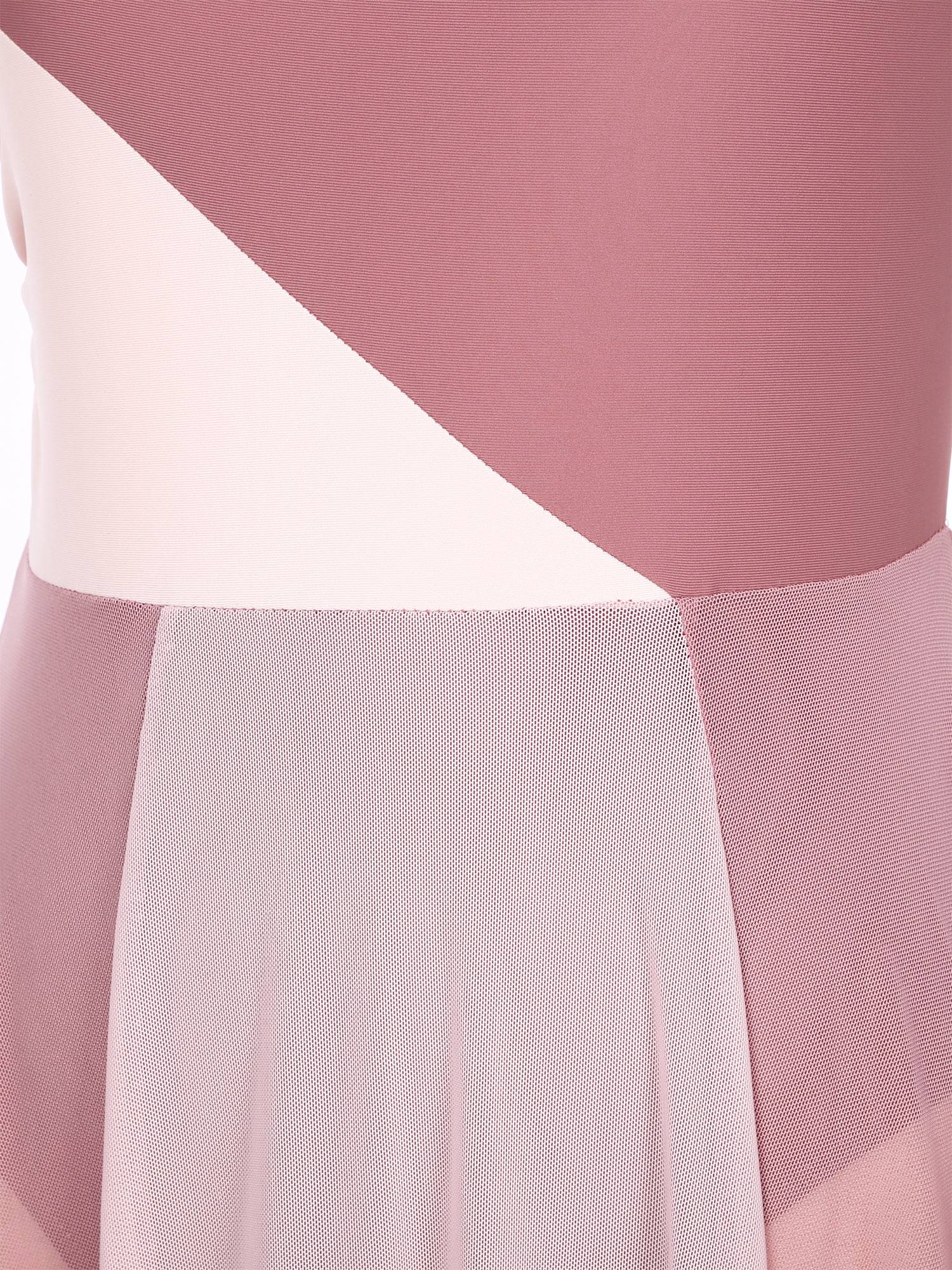 Women Sleeveless Color Block Mesh Lyrical Dance Leotard Dress