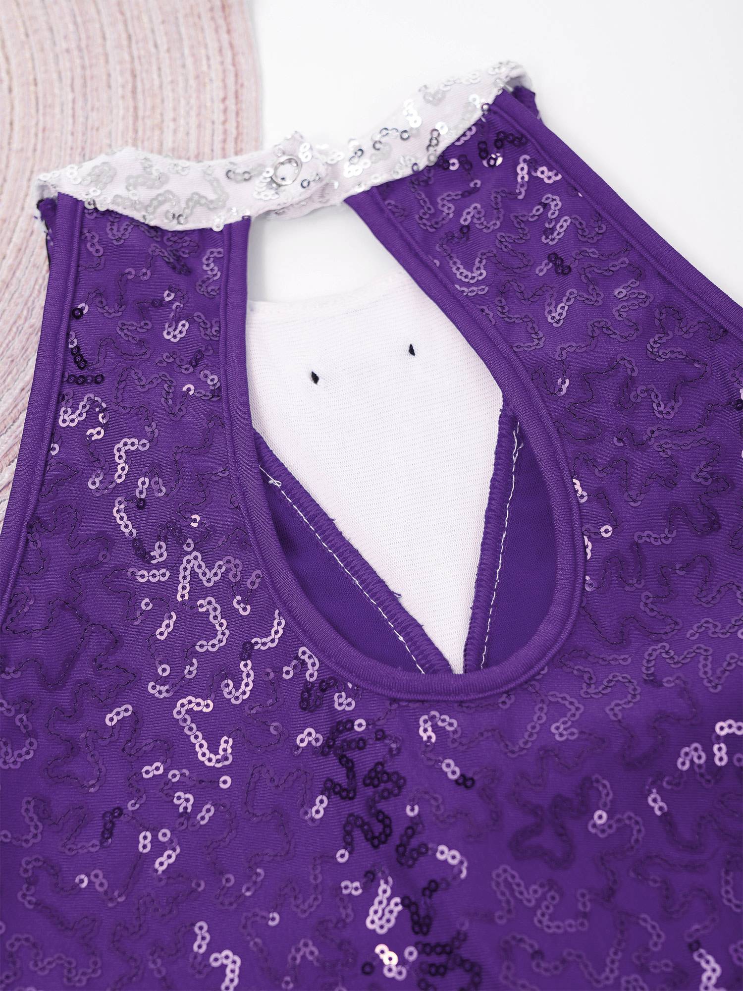 Kids Girls Sleeveless Sequin Tassel One-Piece Jazz Dance Leotard