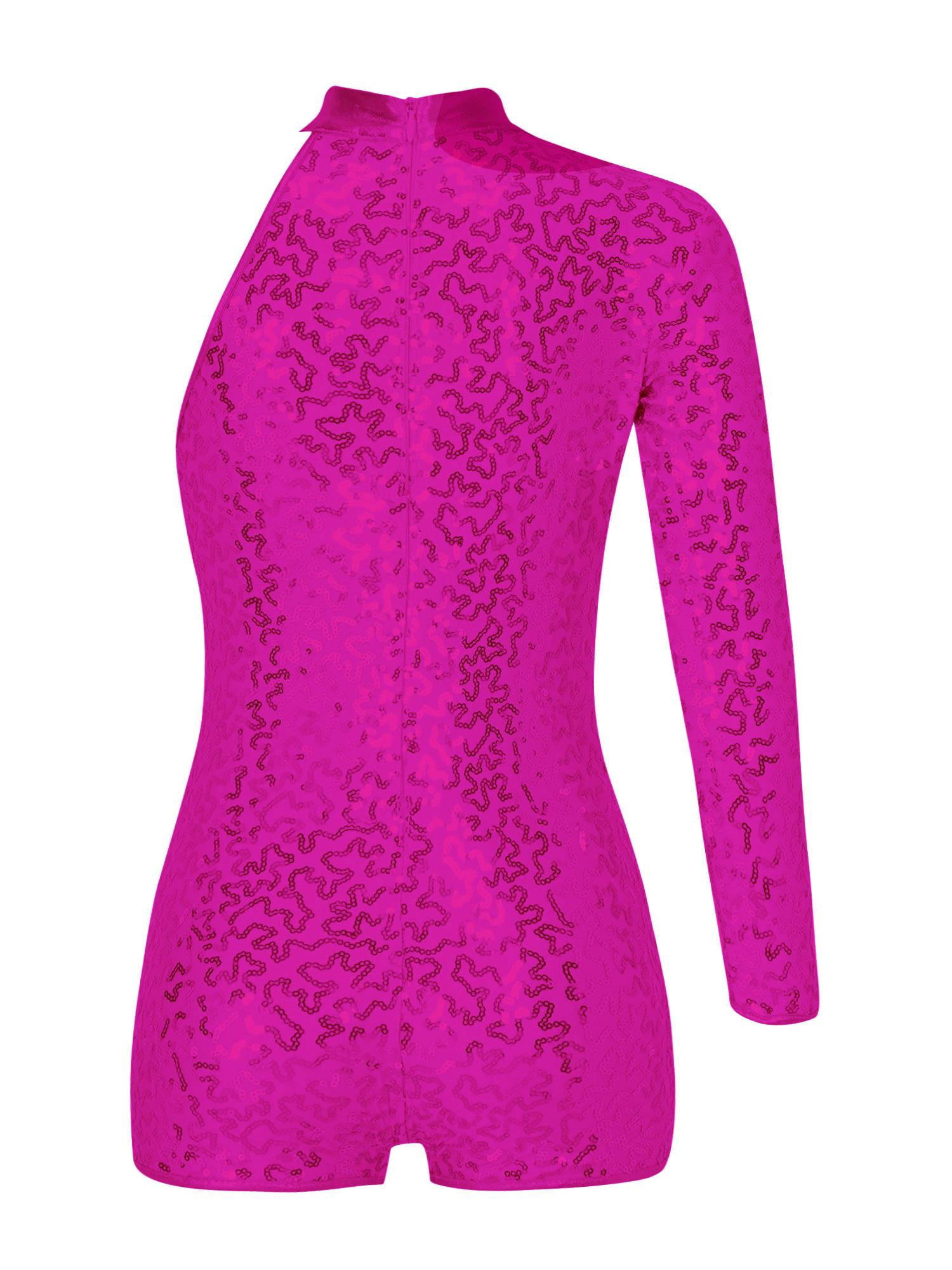 Kids Girls Sequin Jazz Dance Leotards One Shoulder Gymnastic Leotard