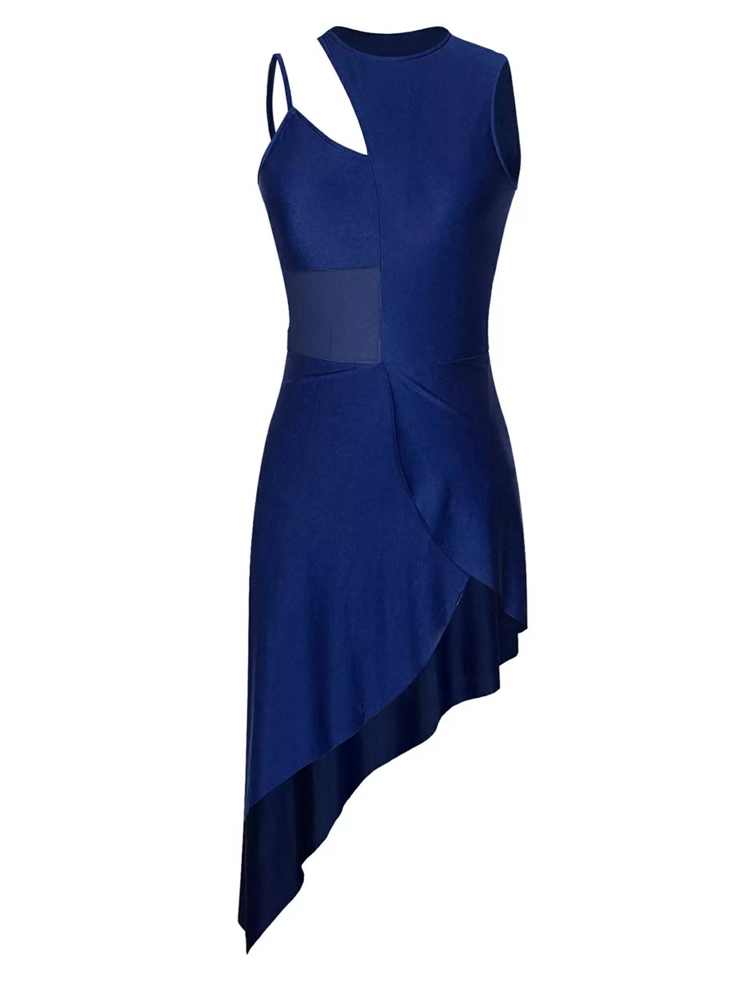 Women Sleeveless Side Slit Jazz Dance Dress