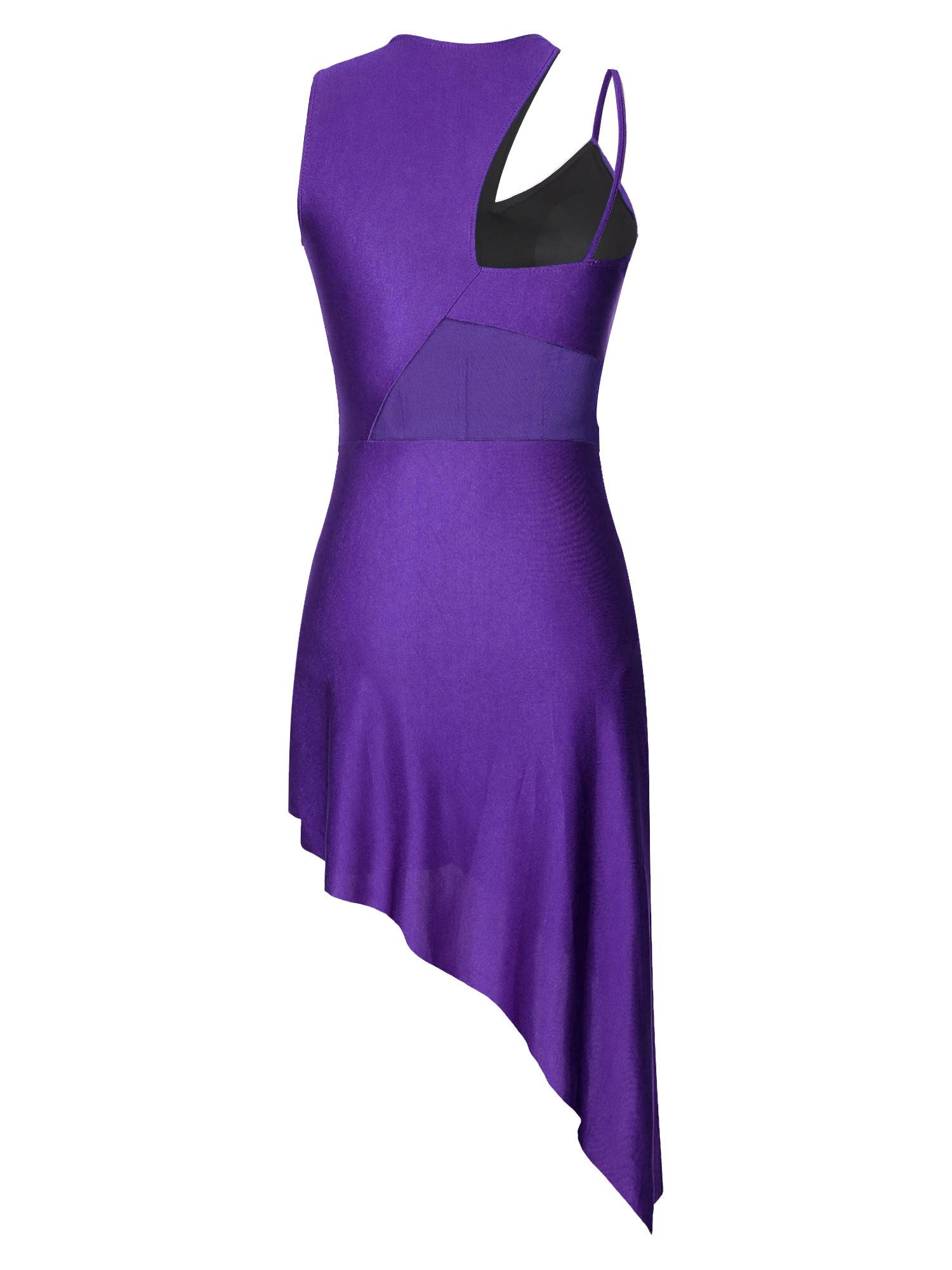 Women Sleeveless Side Slit Jazz Dance Dress