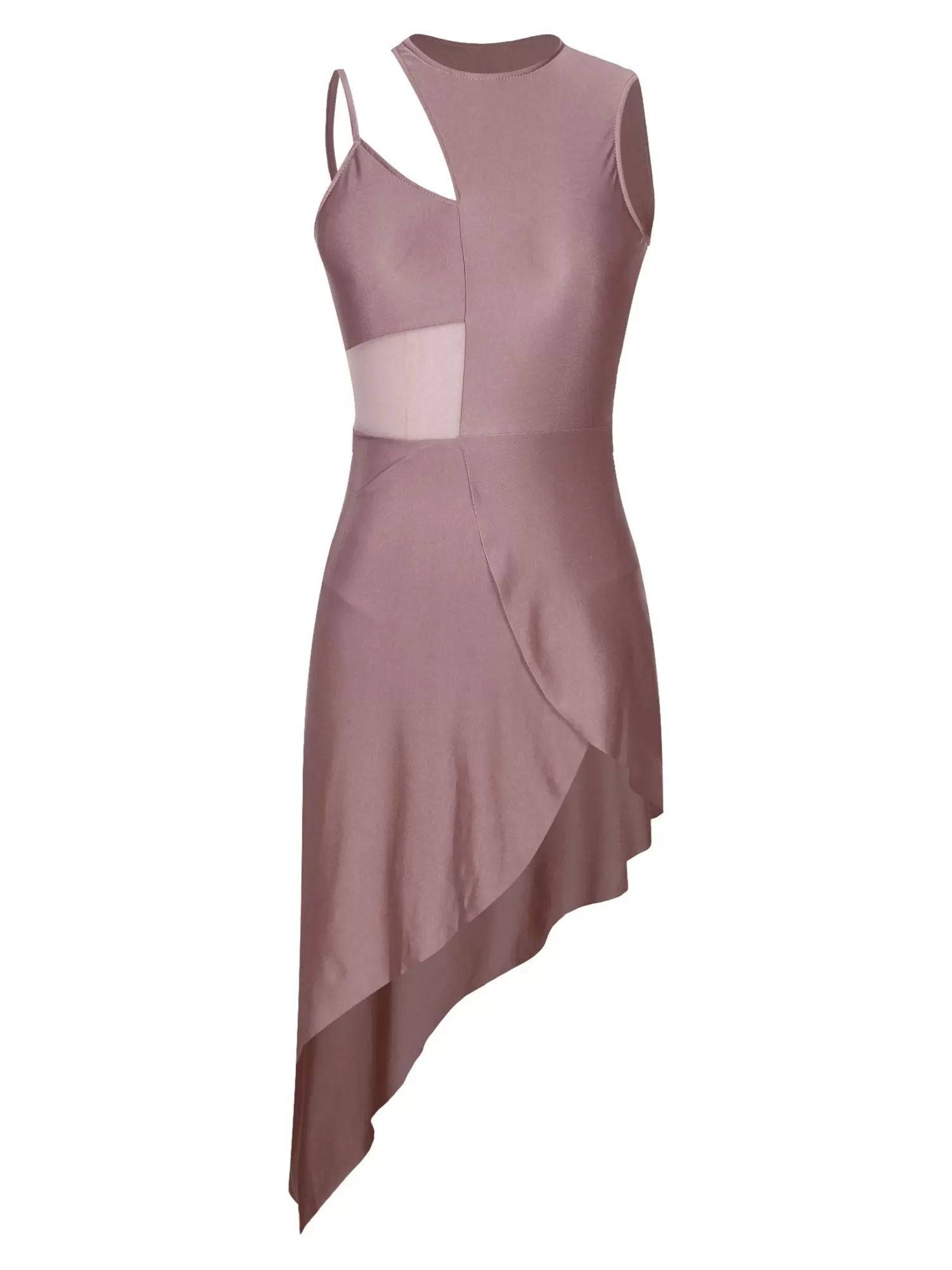 Women Sleeveless Side Slit Jazz Dance Dress