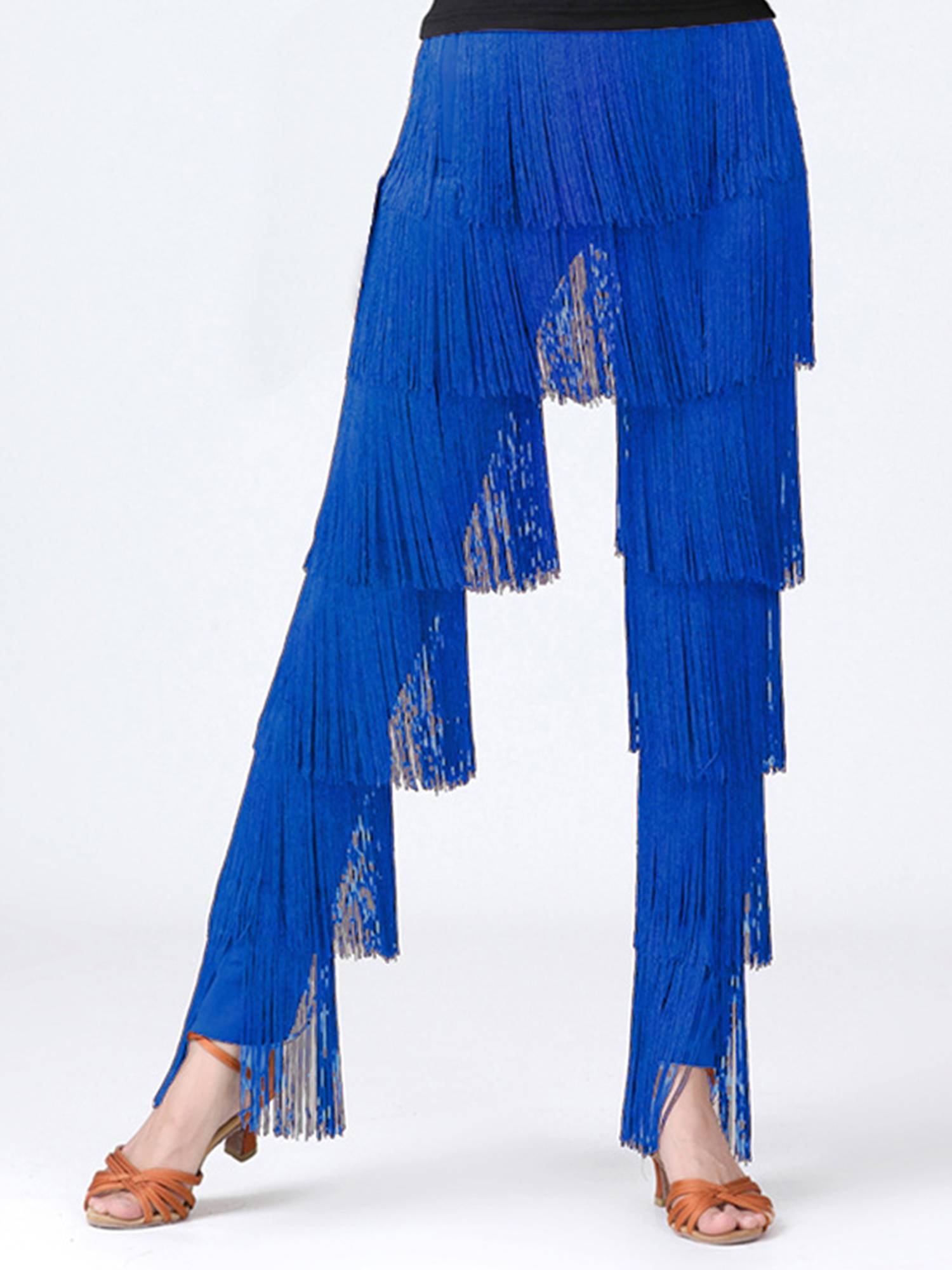 Women Tassel Latin Dance Tango Tiered Fringed Pants