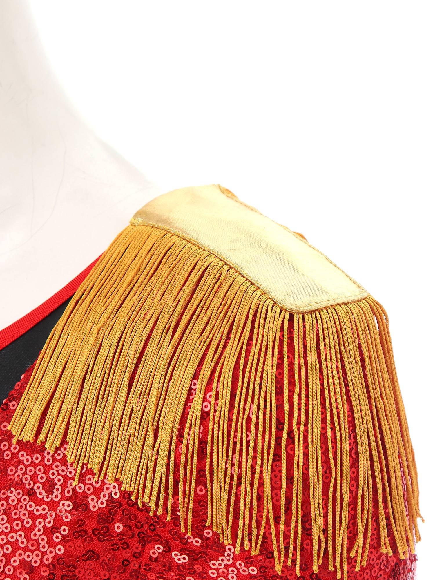 Women Long Sleeve Allover Sequin Circus Ringmaster Cosplay Bodysuit