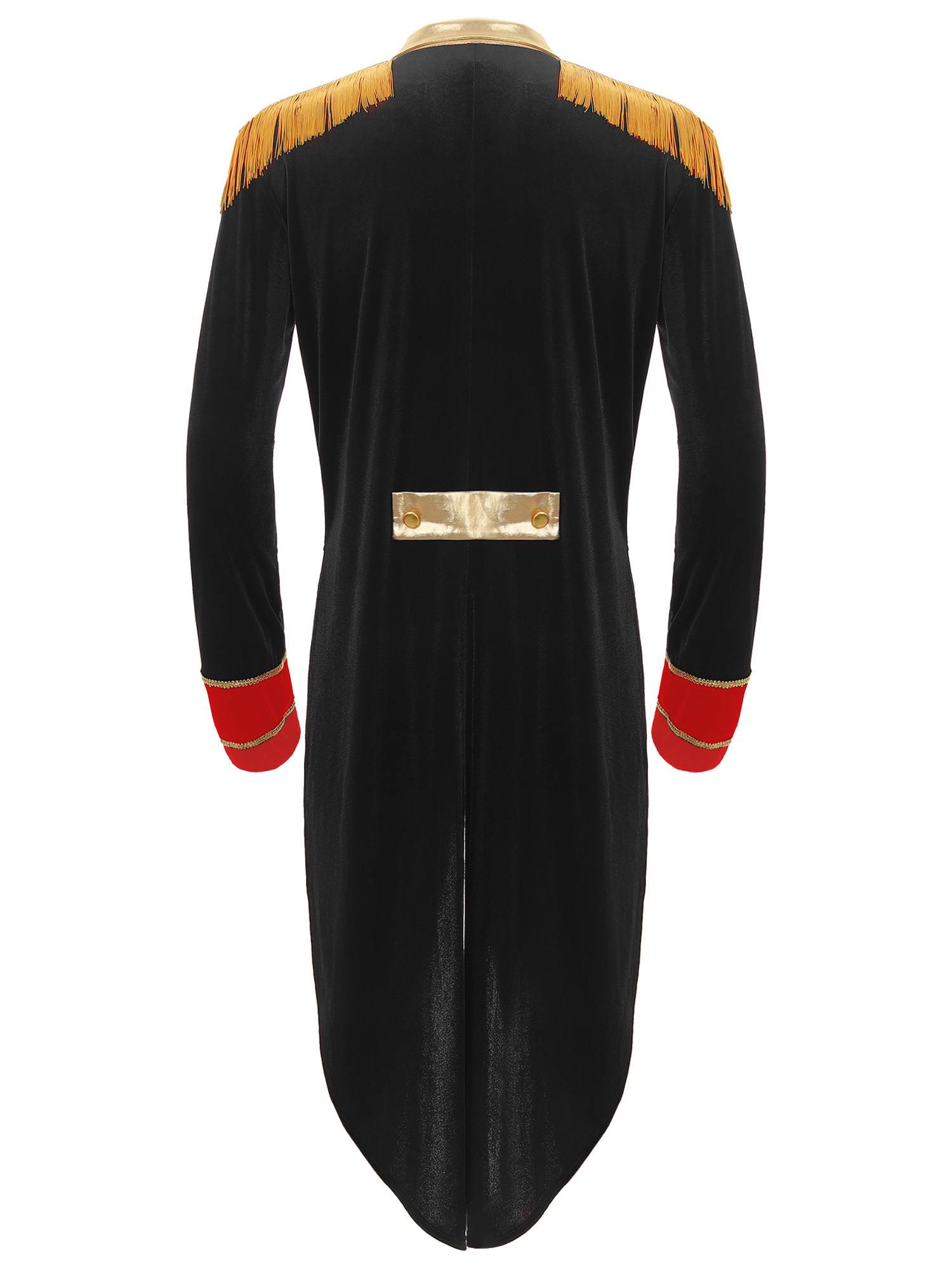 Men Circus Ringmaster Long Sleeve Lapel Showman Velvet Tailcoat