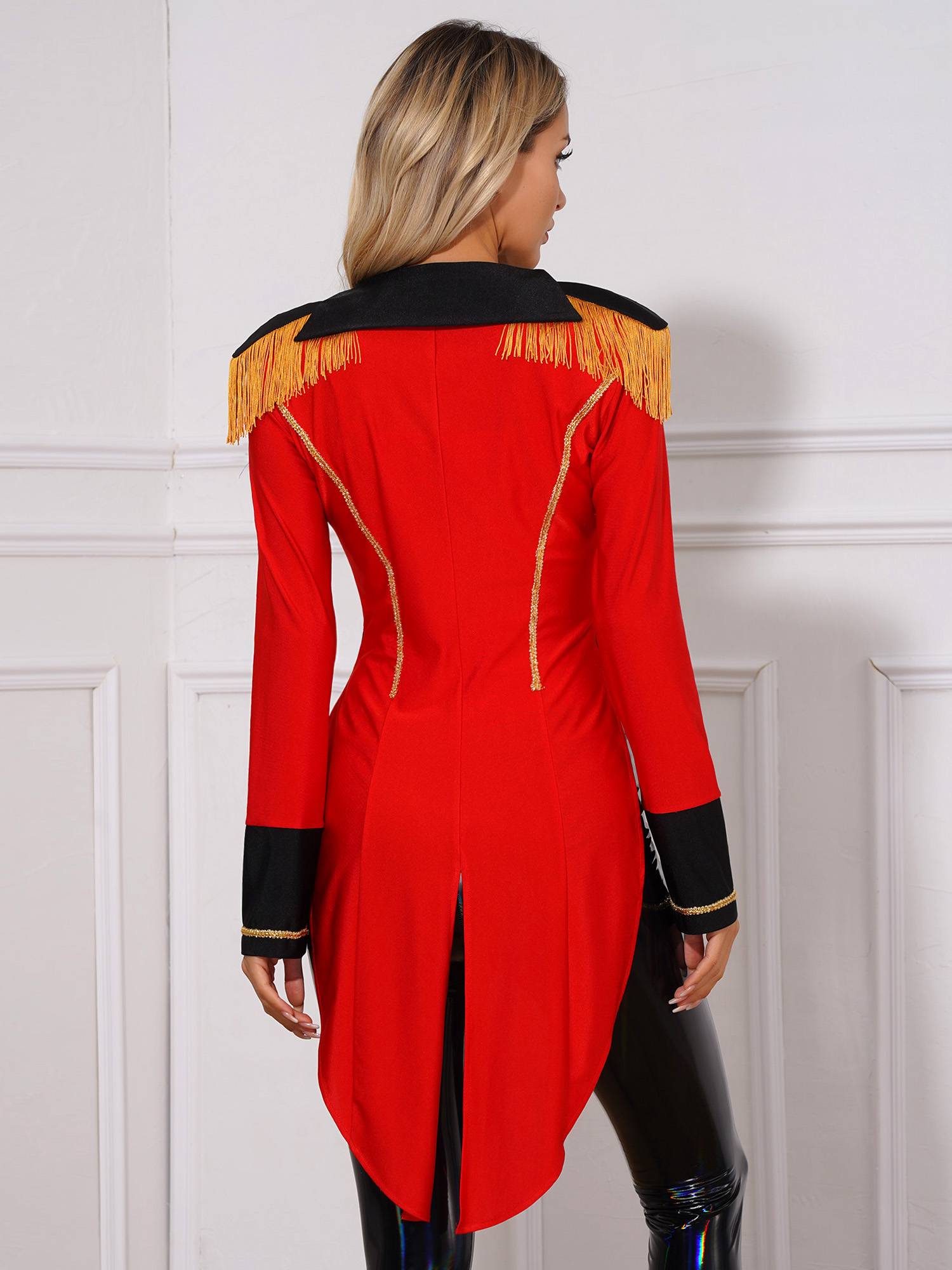 Women  Long Sleeve Color Block Circus Ringmaster Tailcoat
