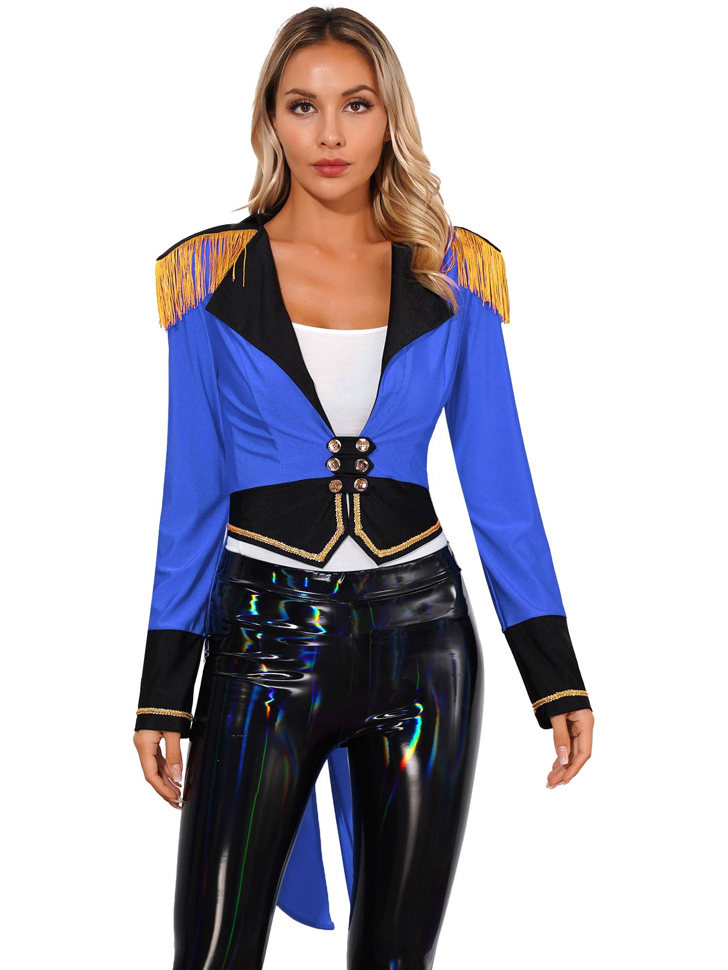 Women  Long Sleeve Color Block Circus Ringmaster Tailcoat