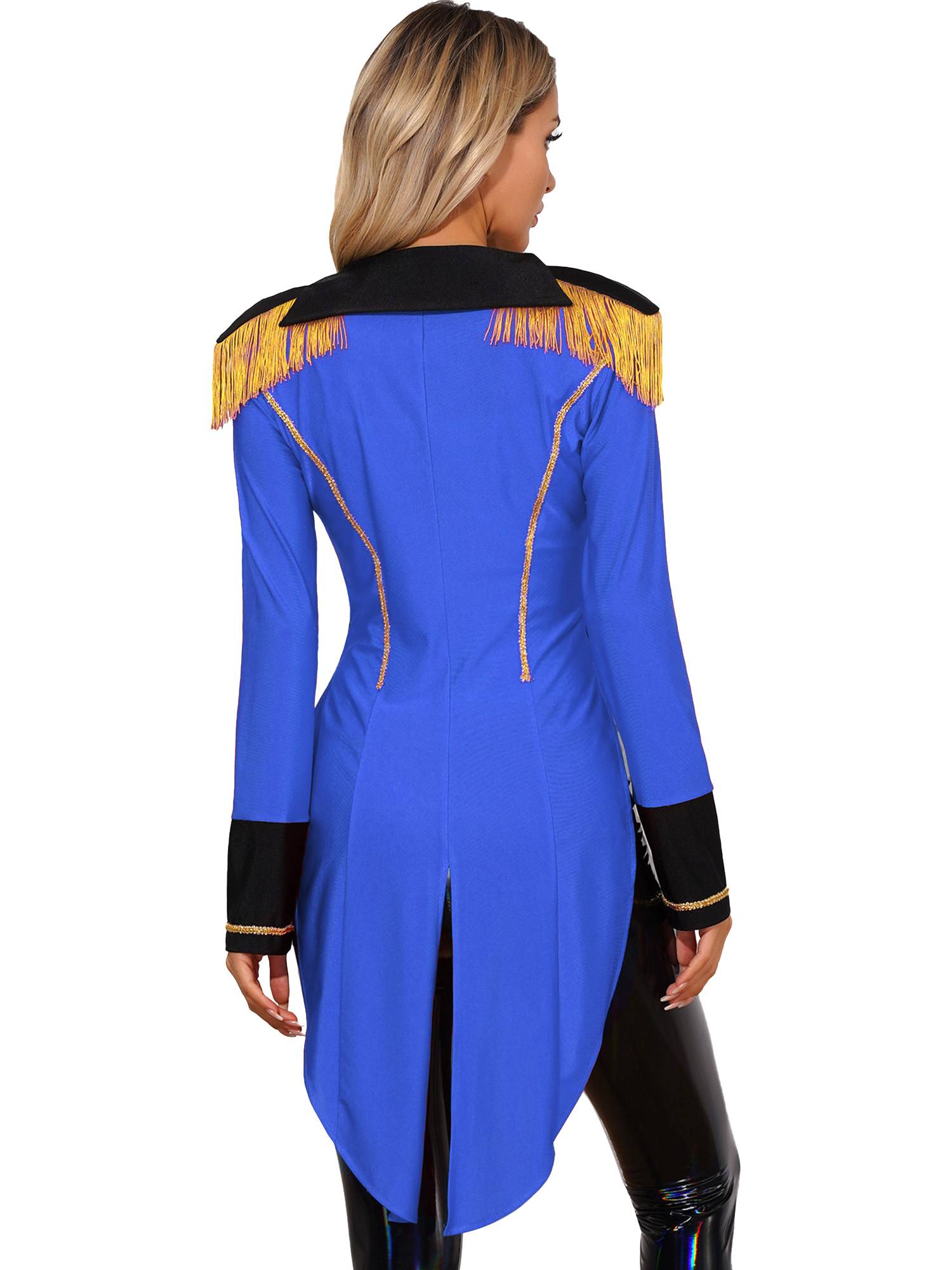 Women  Long Sleeve Color Block Circus Ringmaster Tailcoat