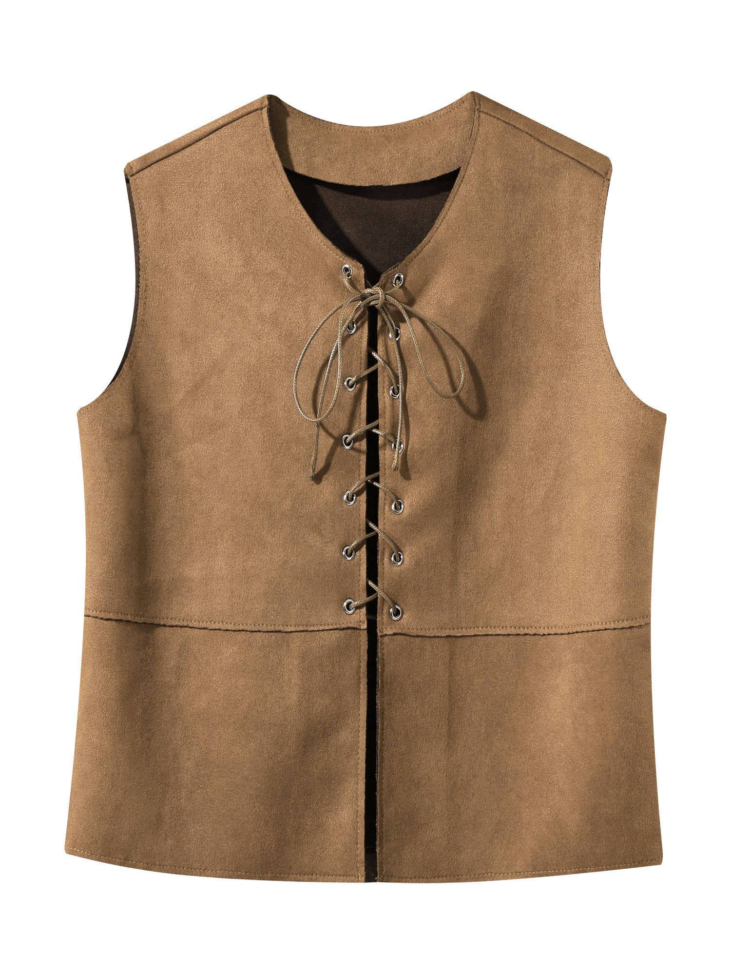 Kids Medieval Renaissance Costume Front Lace-up Pirate Gothic Vest