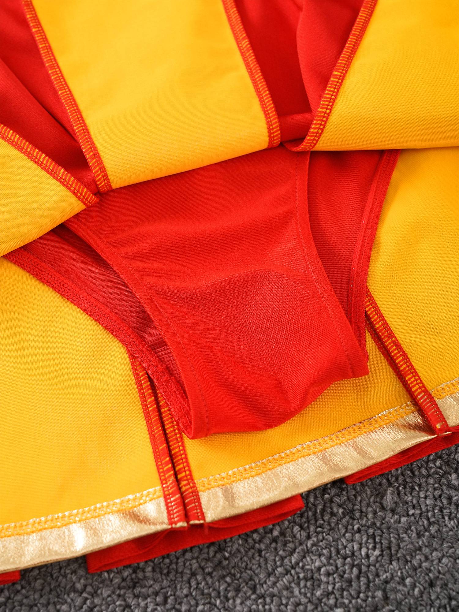 Kids Girls 2pcs Color Block Cheerleading Dance Outfit Crop Top with Skirt