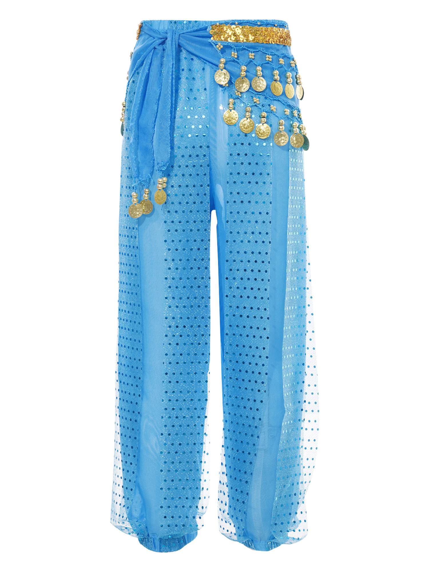Kids Girls Sequined Chiffon Belly Dance Pants